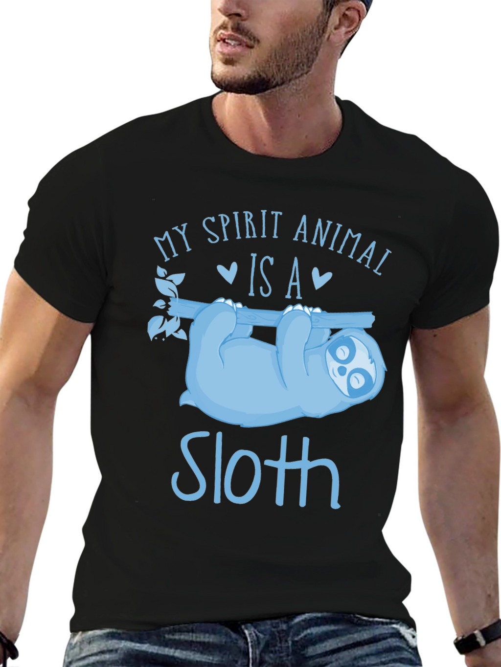 Sloth Spirit Animal Black T-Shirt