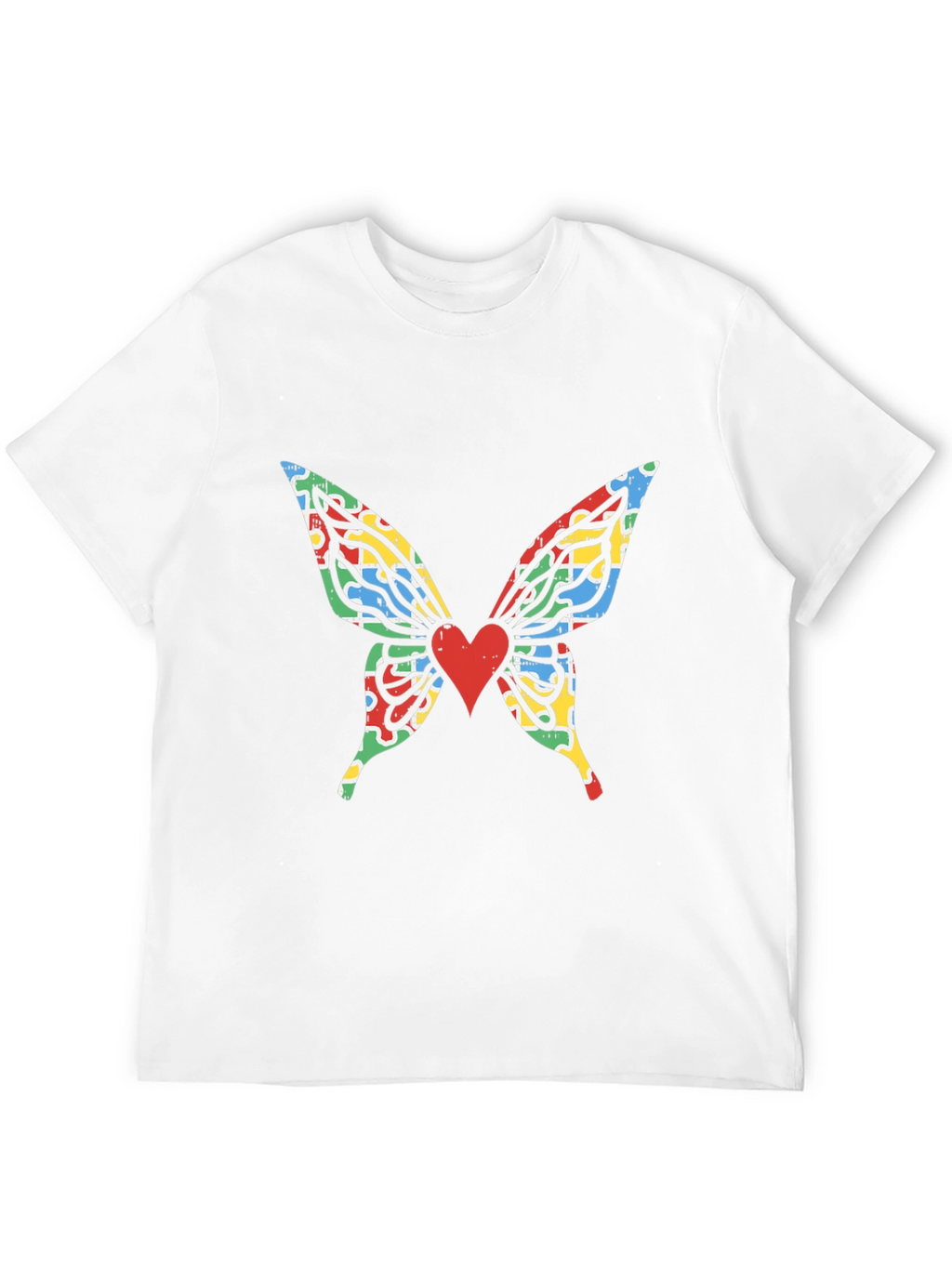 Butterfly Wings Heart Graphic Black T-Shirt