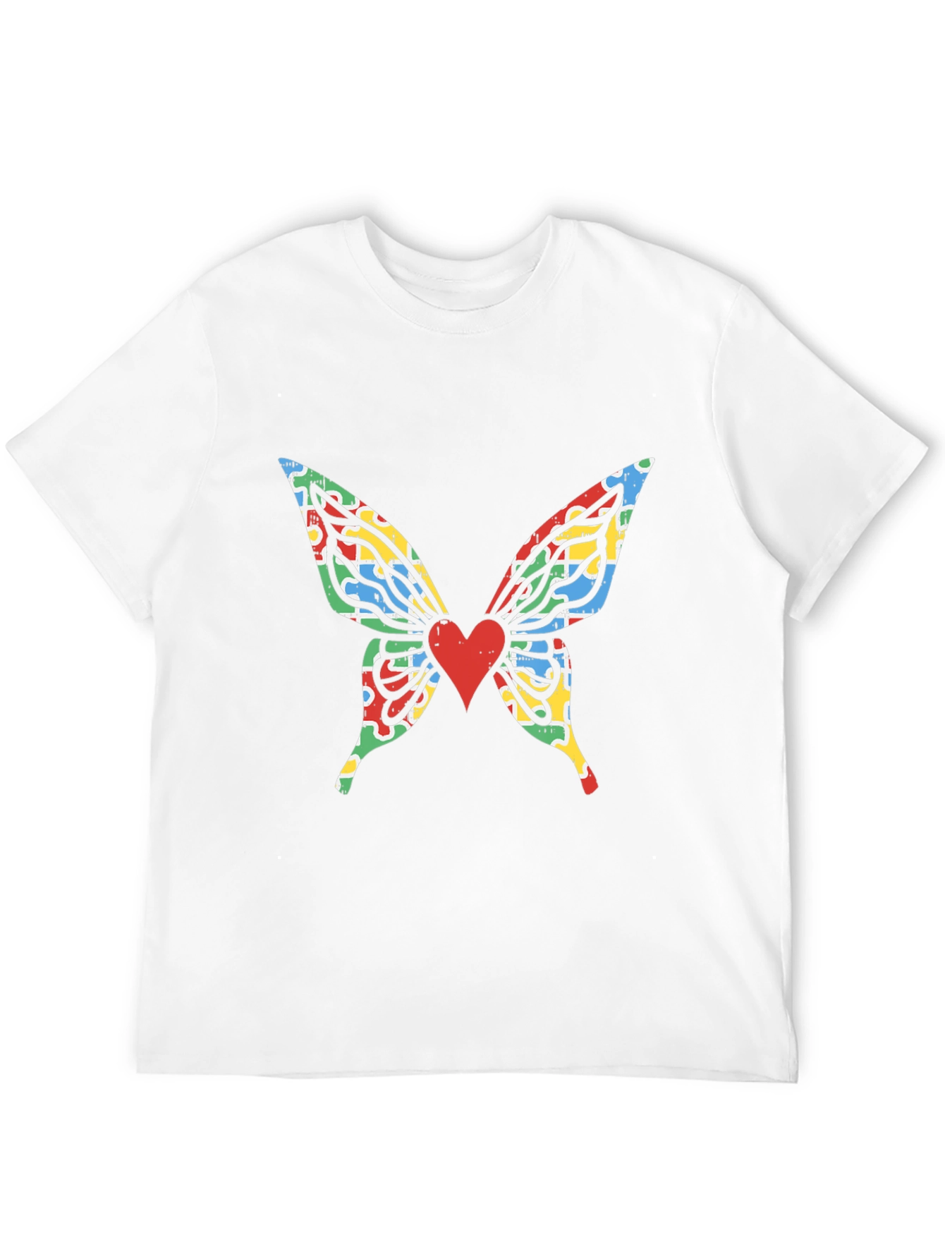 Butterfly Wings Heart Graphic Black T-Shirt