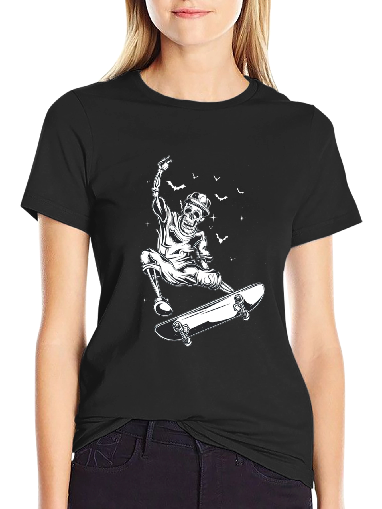 Skateboarding Skeleton Black T-Shirt