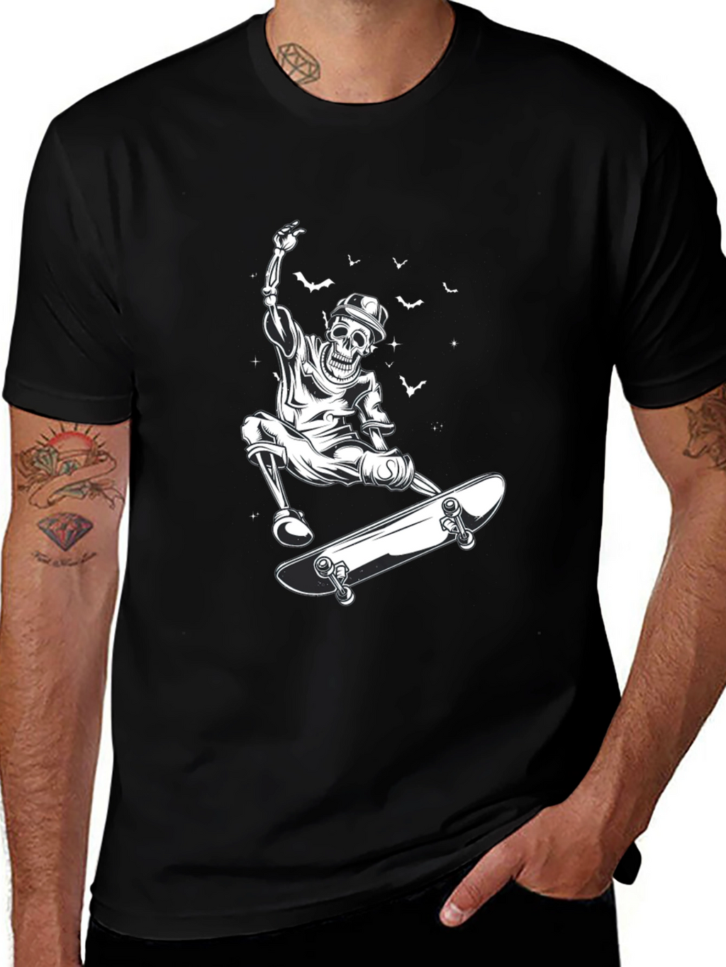 Skateboarding Skeleton Black T-Shirt