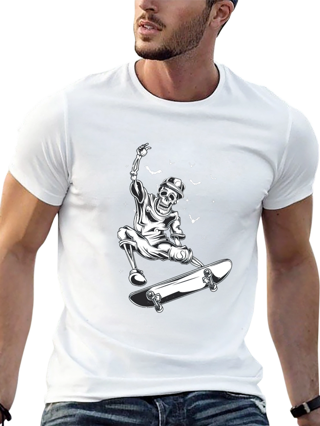 Skateboarding Skeleton Black T-Shirt
