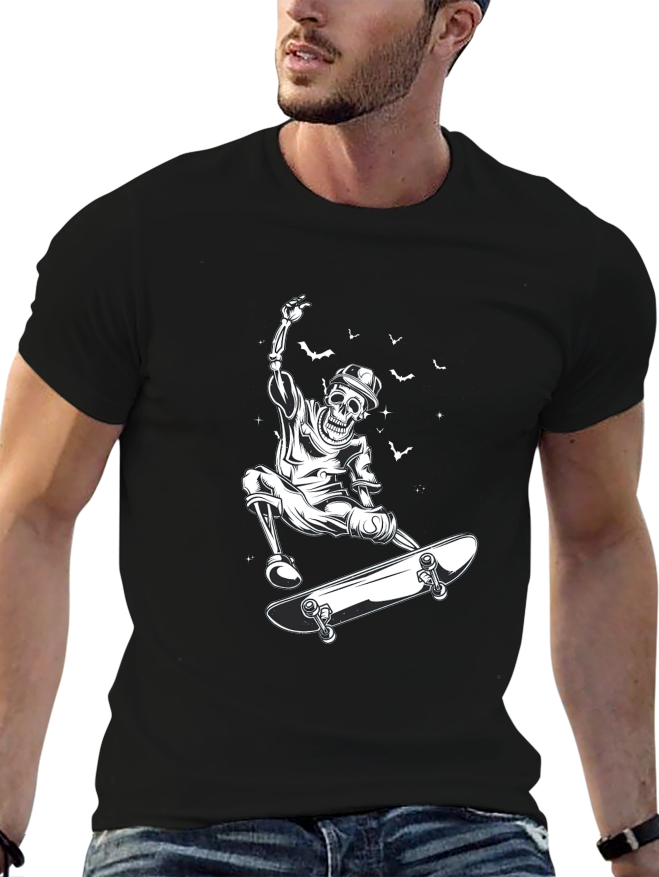 Skateboarding Skeleton Black T-Shirt