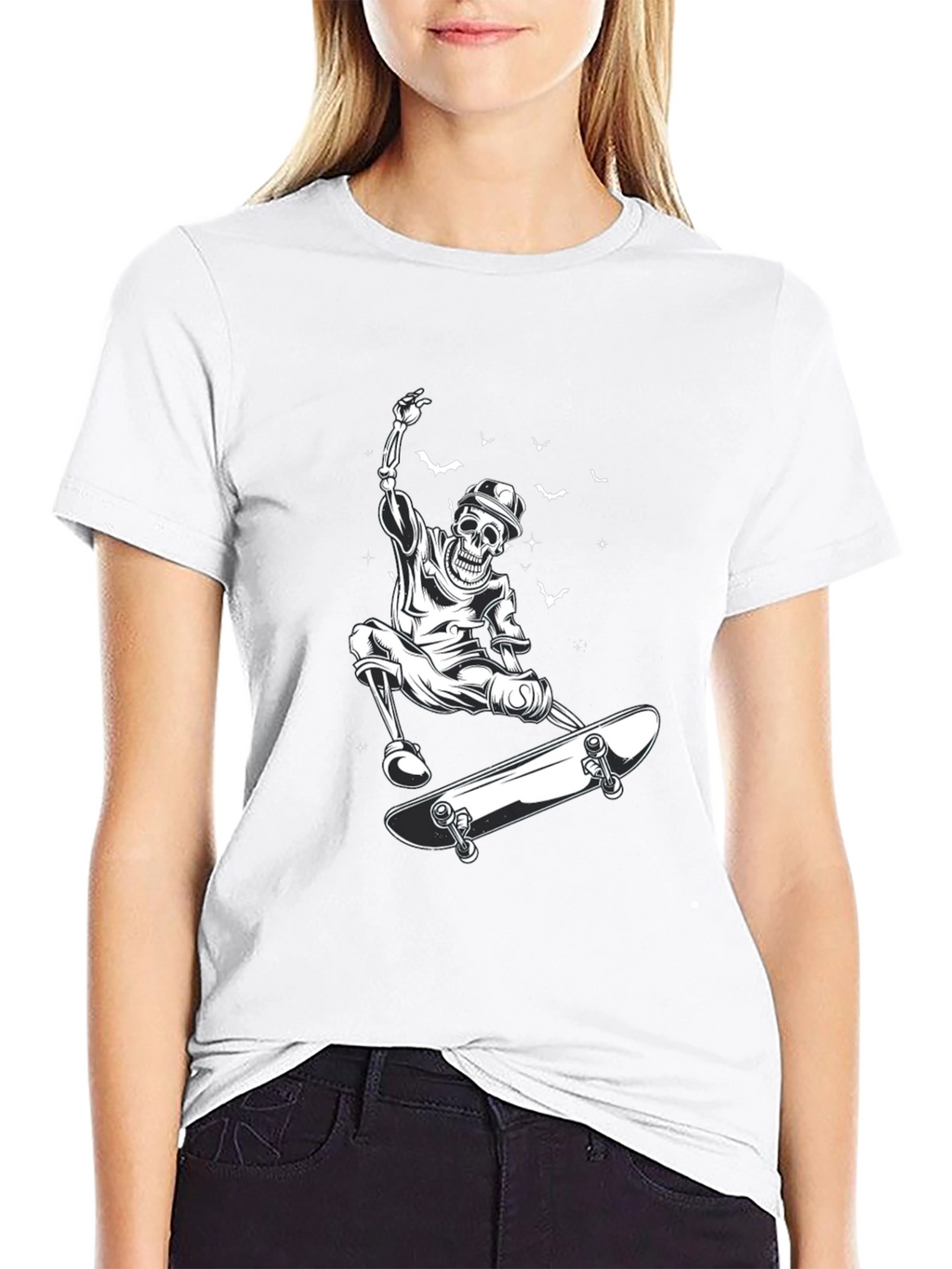 Skateboarding Skeleton Black T-Shirt