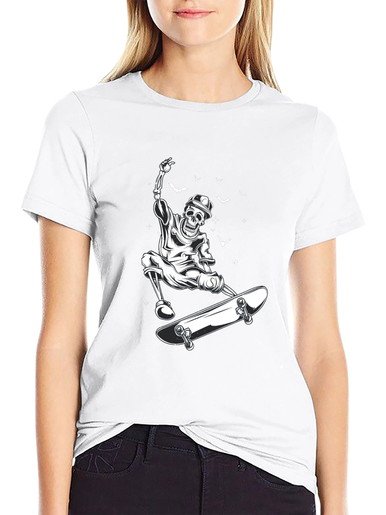Skateboarding Skeleton Black T-Shirt