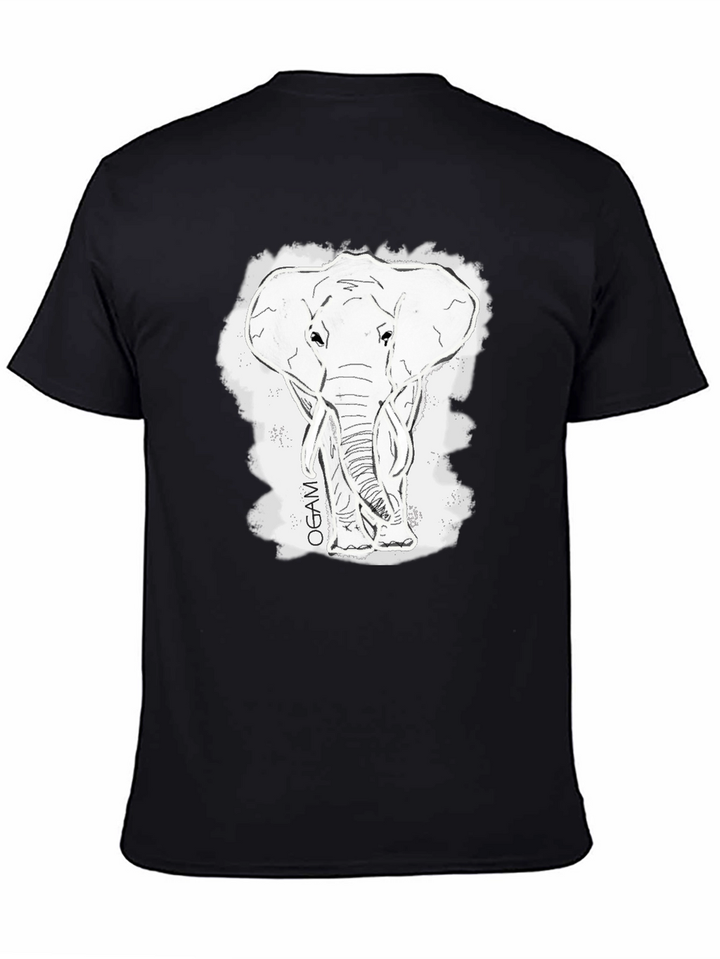 Elephant Sketch Black T-Shirt