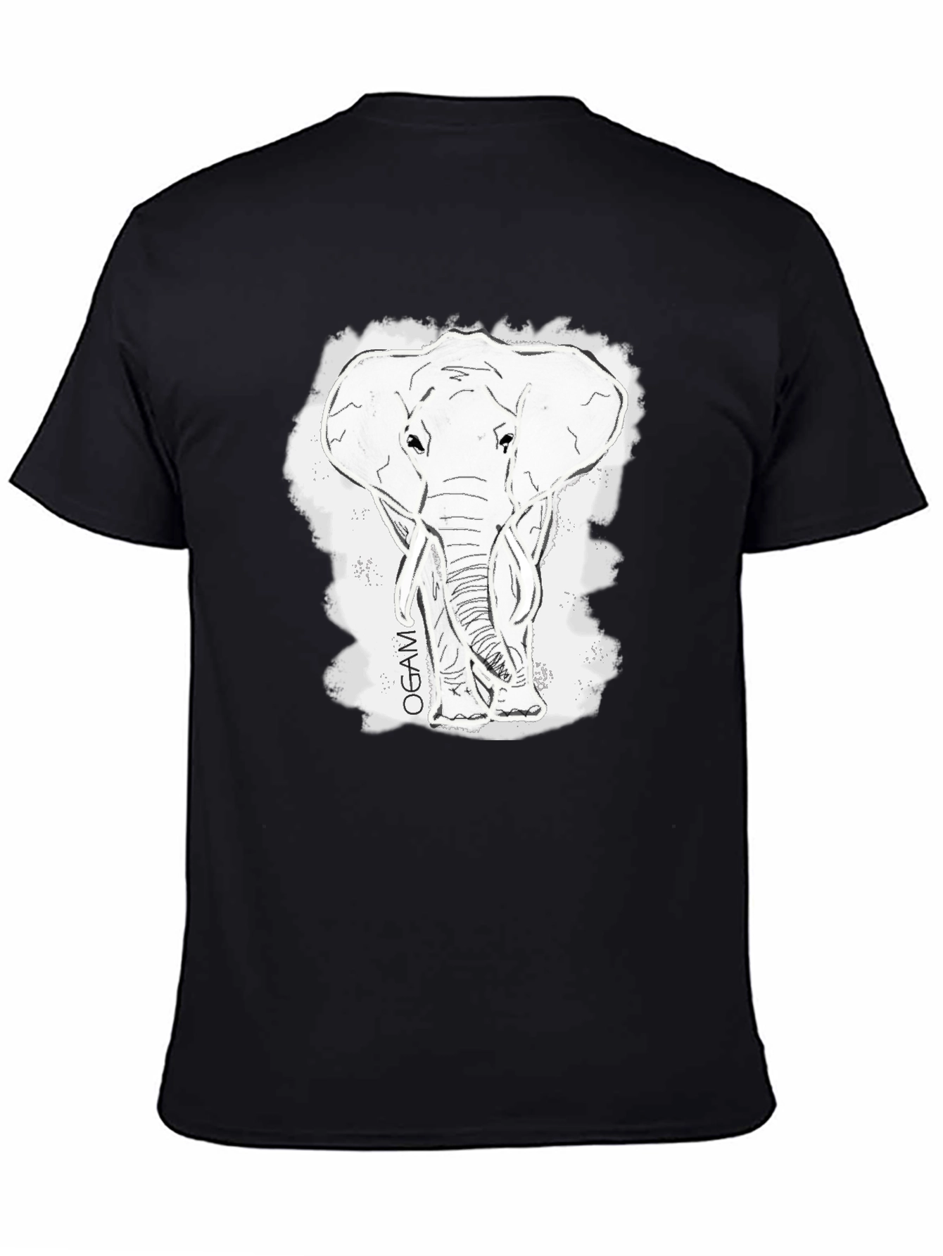 Elephant Sketch Black T-Shirt