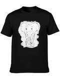 Elephant Sketch Black T-Shirt