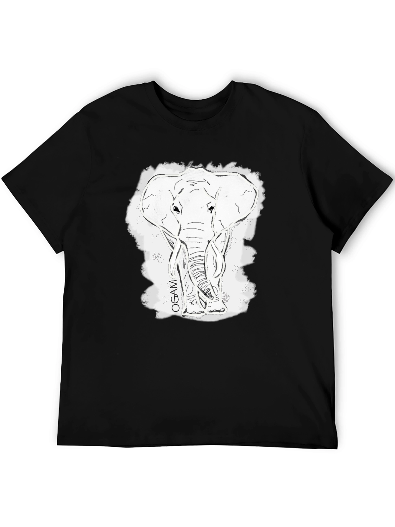 Elephant Sketch Black T-Shirt