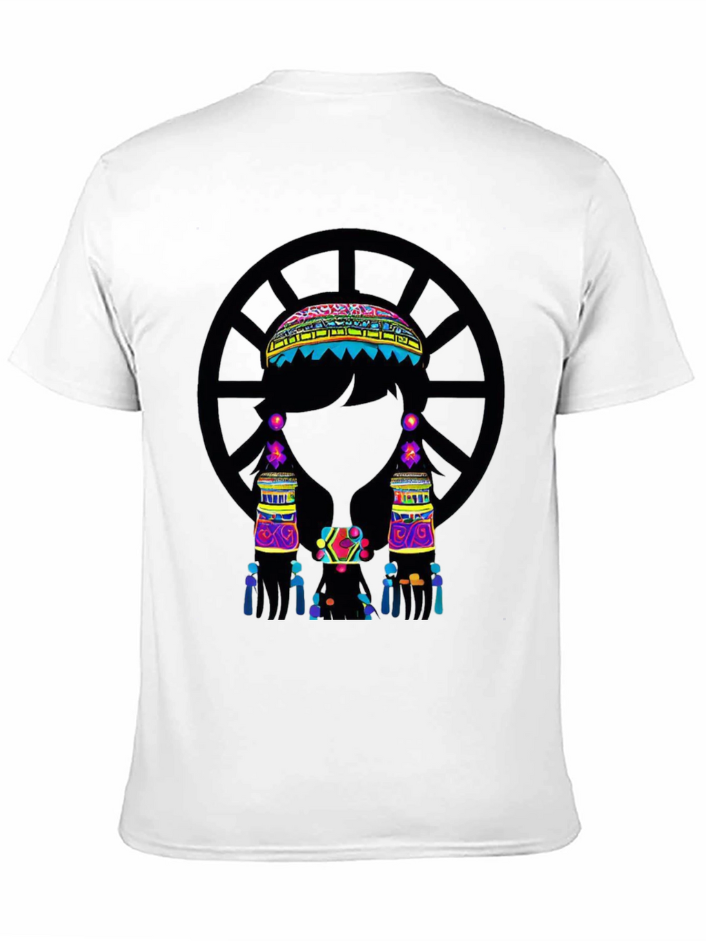 Vibrant Ethnic Print Black T-Shirt