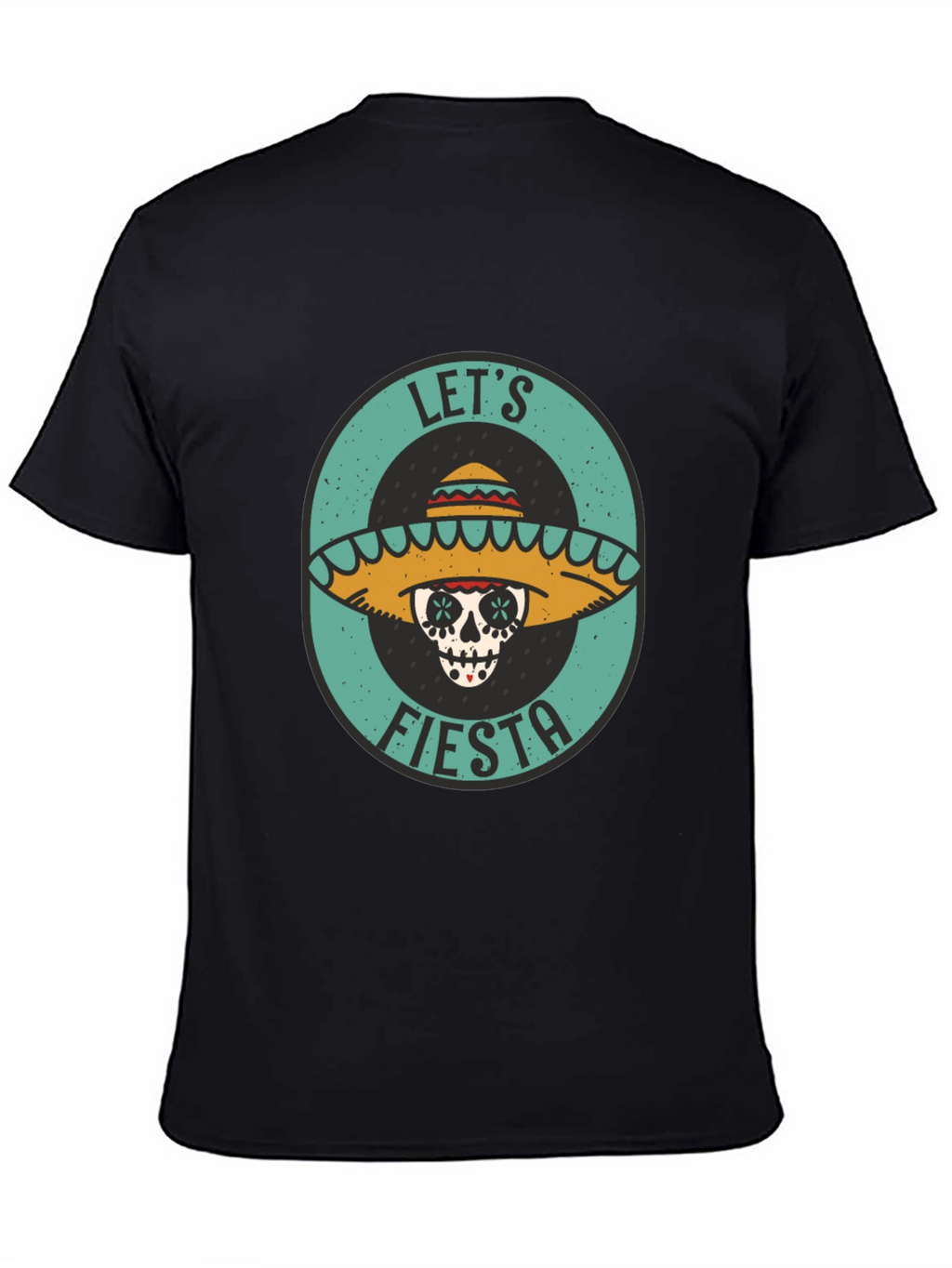Lets Fiesta Sugar Skull Tee - Black Cotton T-Shirt