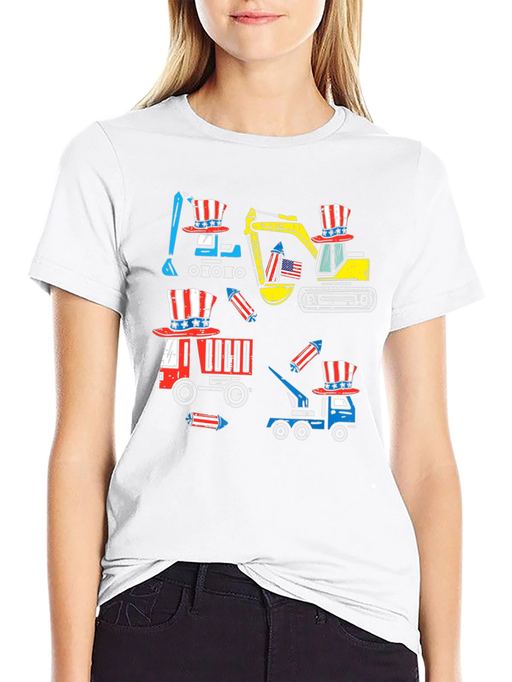 Patriotic Construction Vehicles T-Shirt