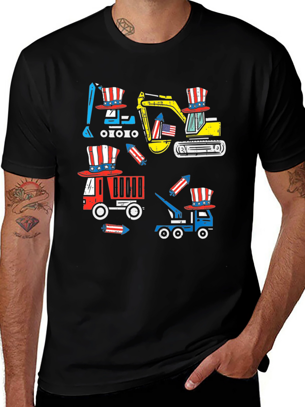 Patriotic Construction Vehicles T-Shirt