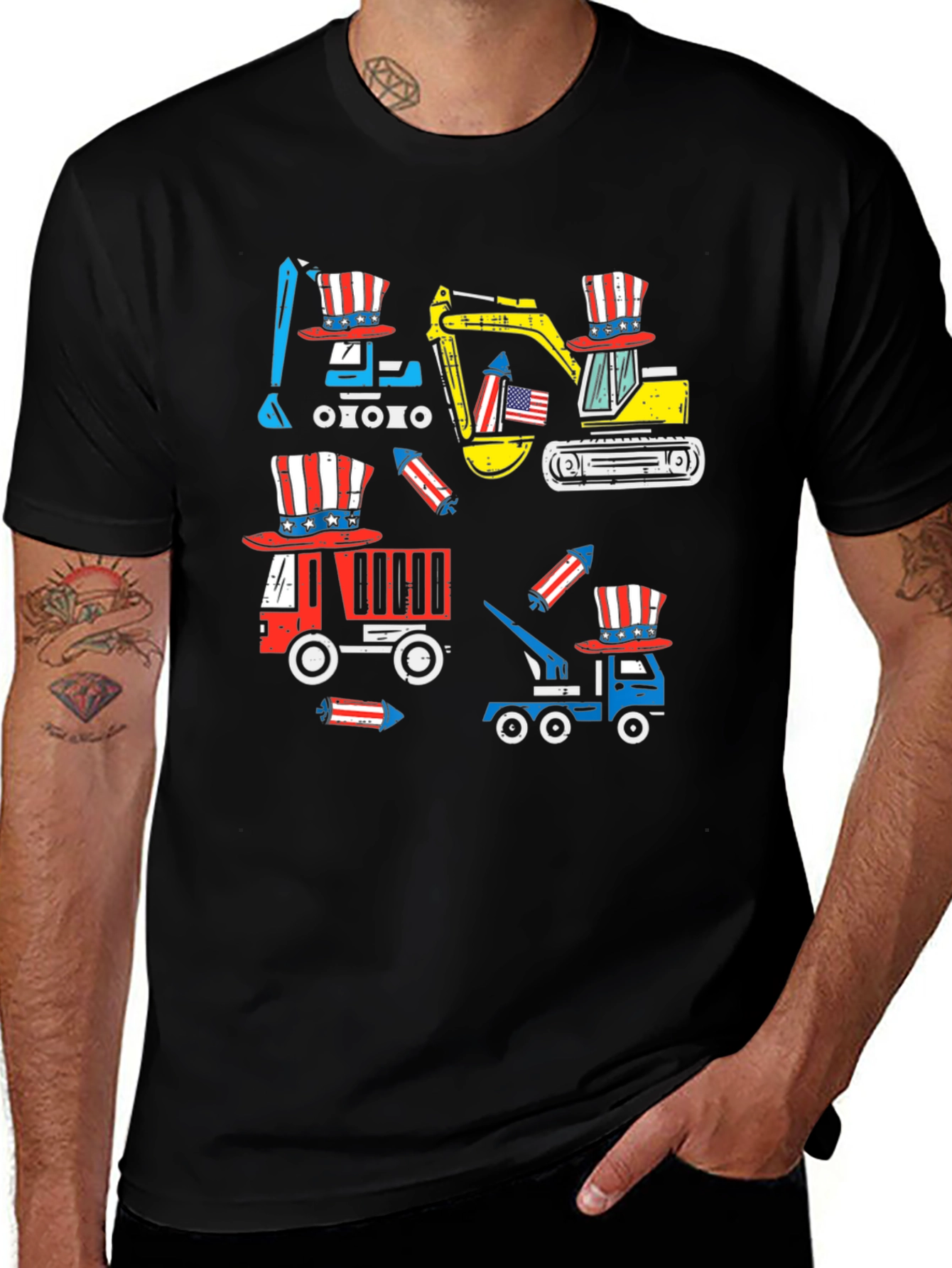 Patriotic Construction Vehicles T-Shirt