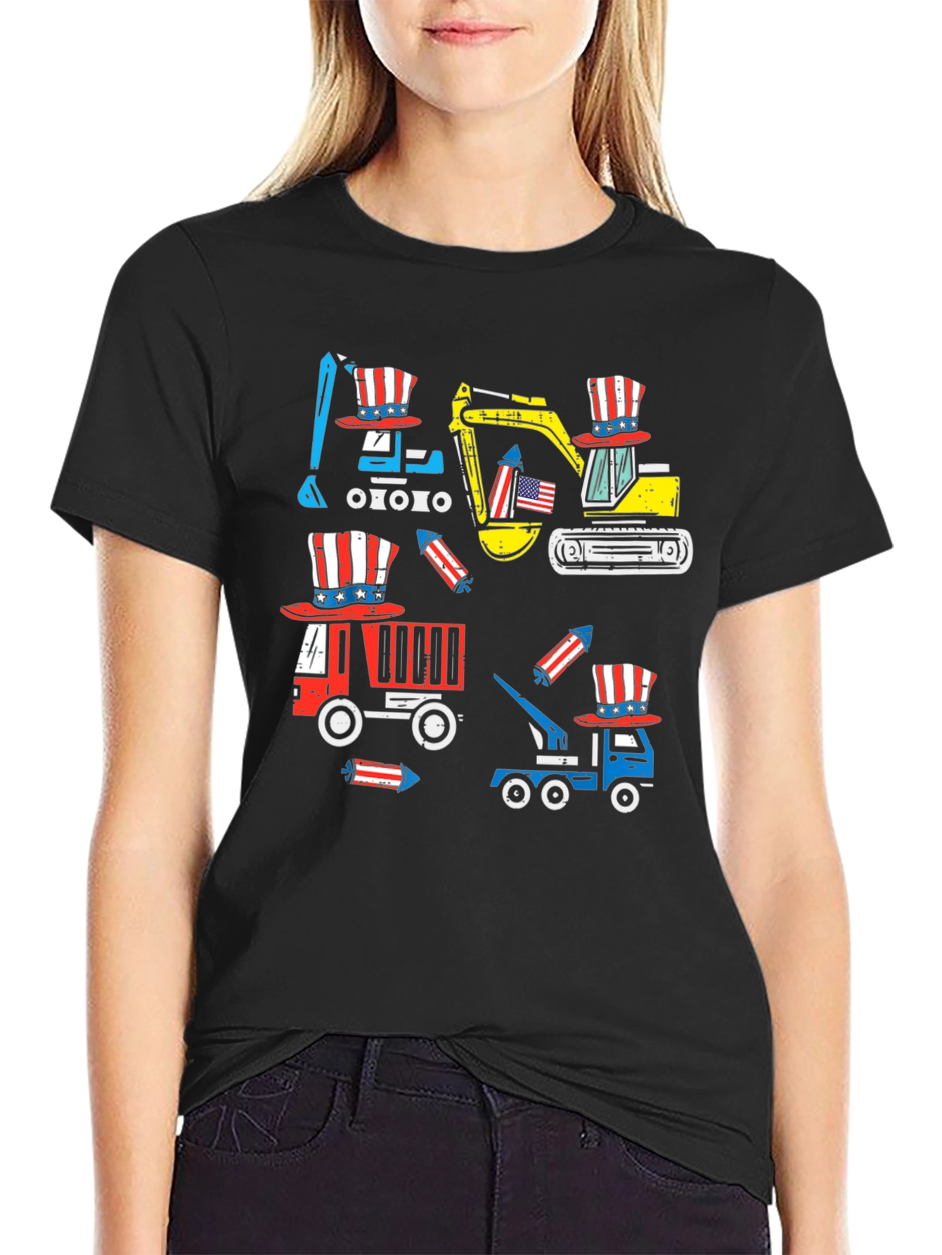 Patriotic Construction Vehicles T-Shirt