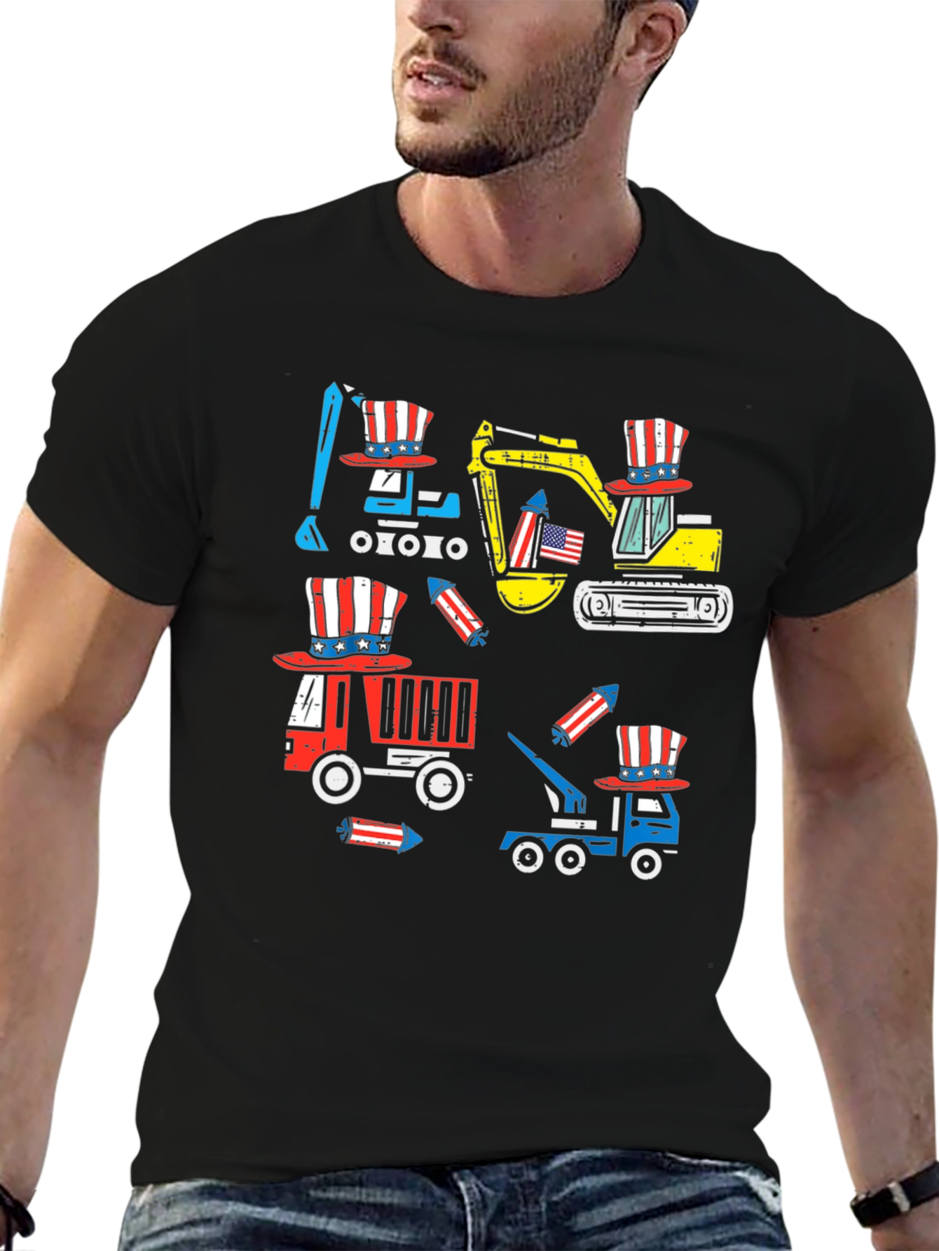 Patriotic Construction Vehicles T-Shirt
