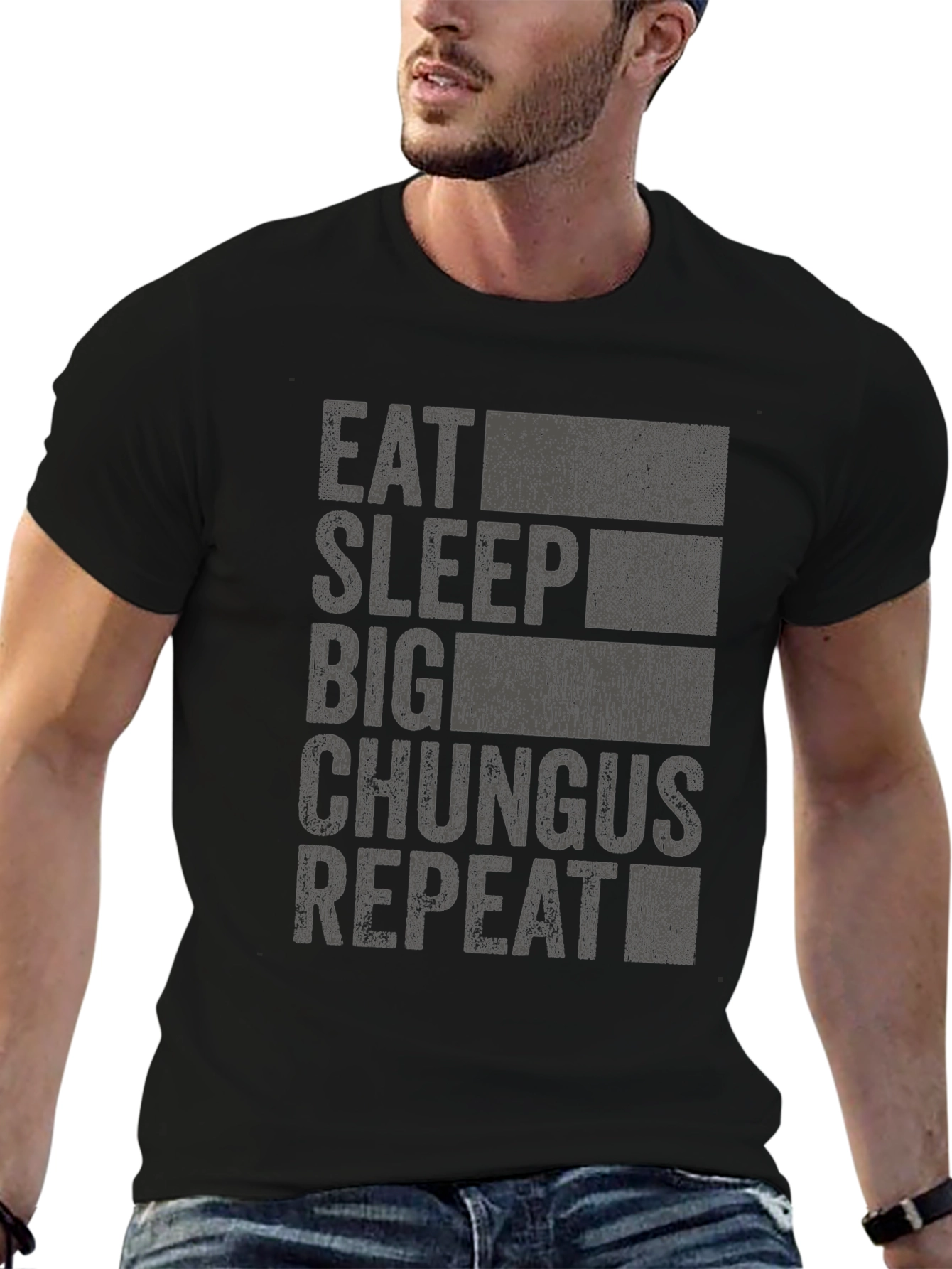Eat Sleep Big Chungus Repeat Black T-Shirt