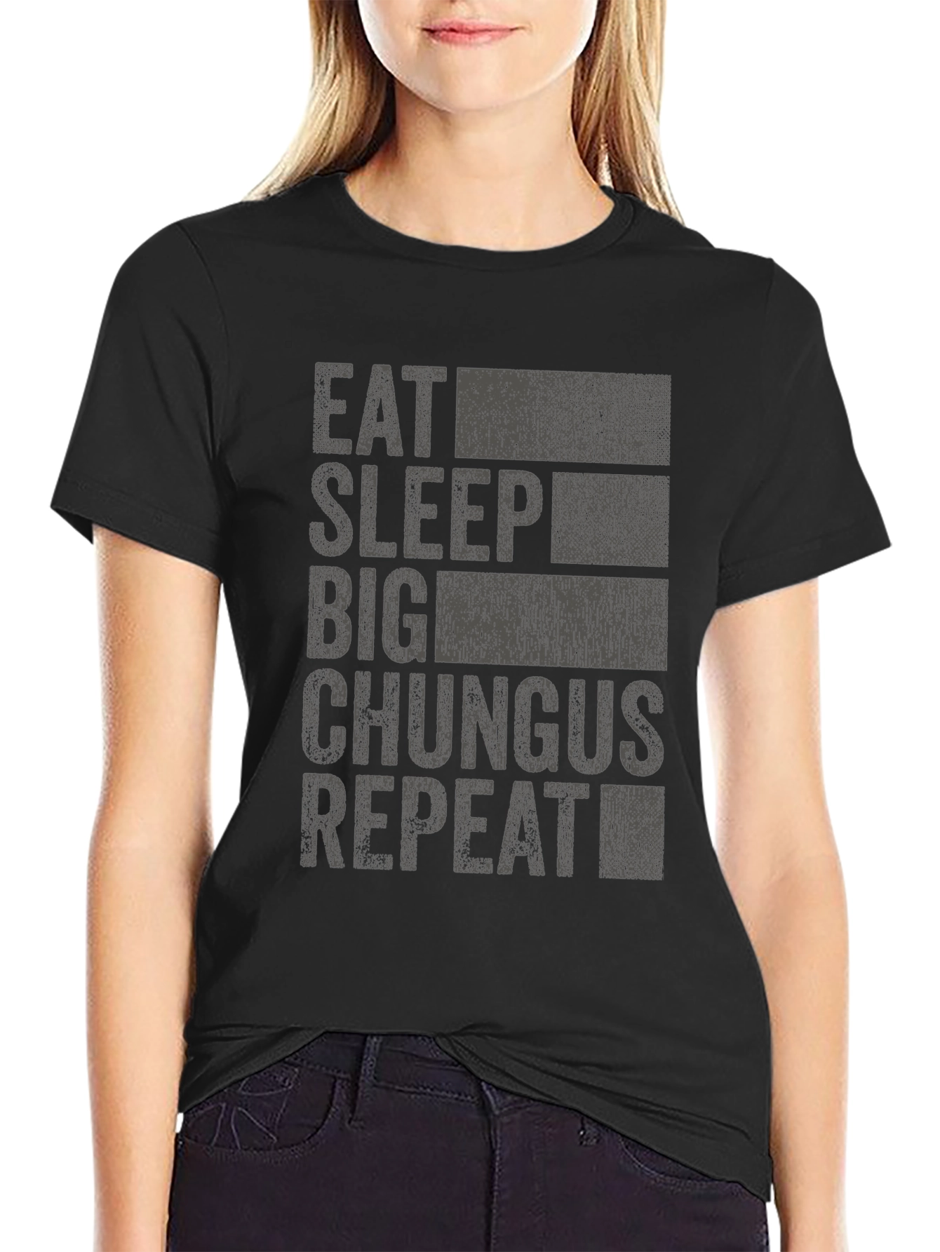Eat Sleep Big Chungus Repeat Black T-Shirt