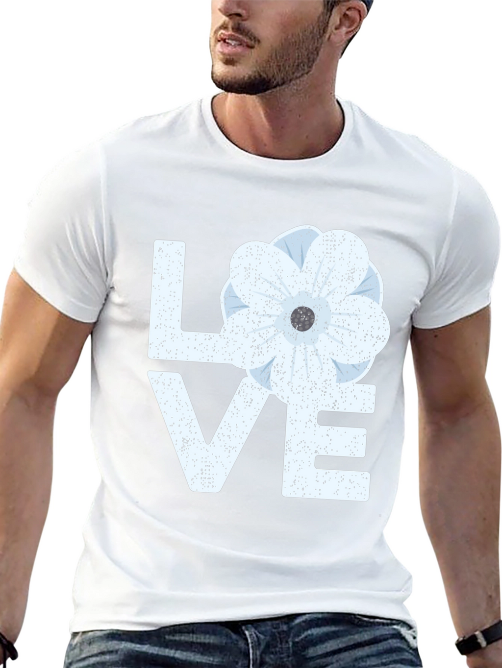Floral LOVE Graphic T-Shirt - Black Casual Tee