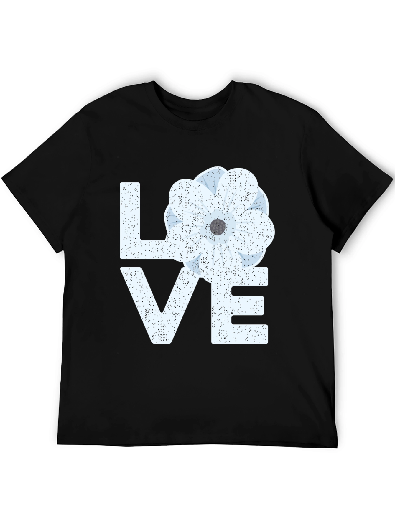 Floral LOVE Graphic T-Shirt - Black Casual Tee
