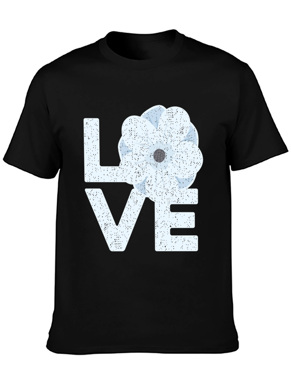 Floral LOVE Graphic T-Shirt - Black Casual Tee