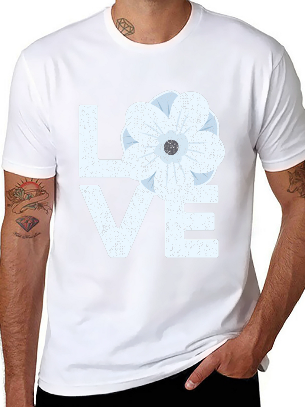 Floral LOVE Graphic T-Shirt - Black Casual Tee