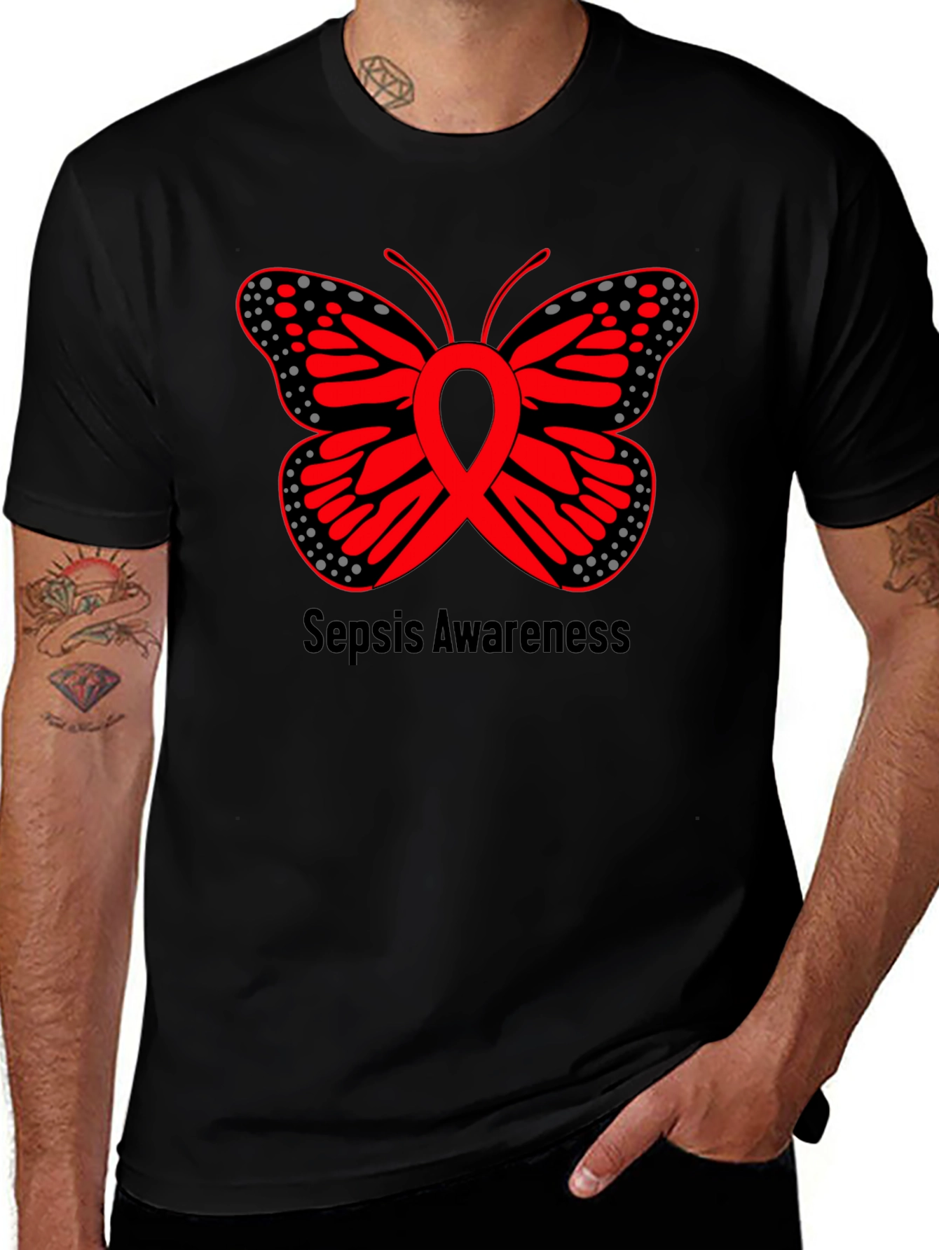 Sepsis Awareness Butterfly Ribbon Graphic Tee