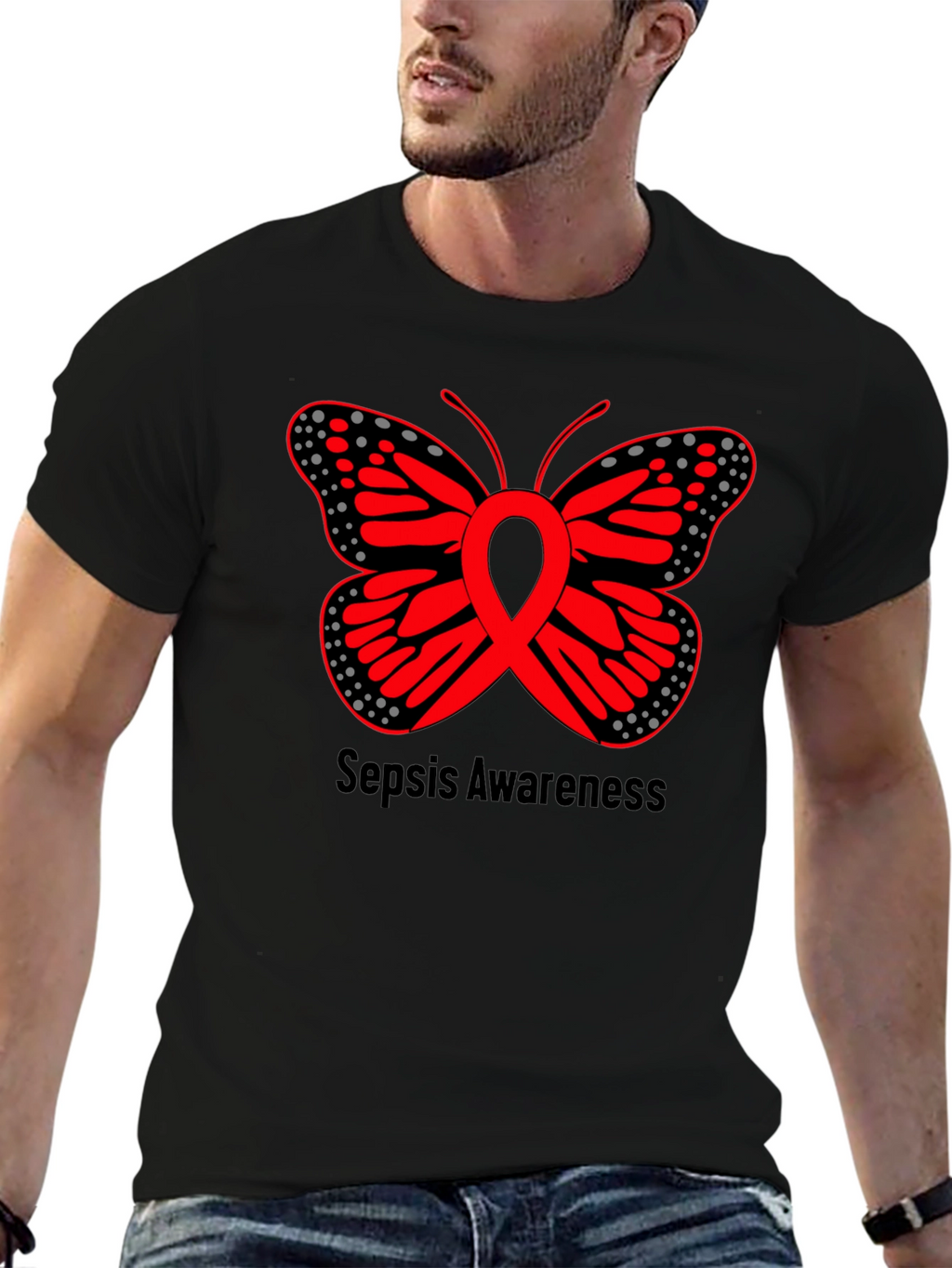 Sepsis Awareness Butterfly Ribbon Graphic Tee