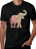 Elephant Graphic Print Tee - Stylish Mens Black T-Shirt
