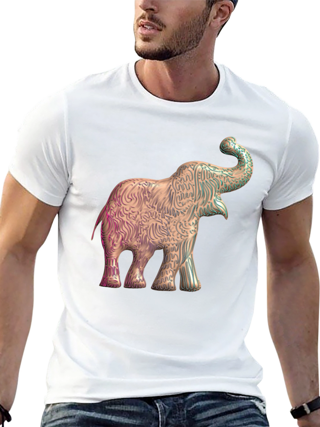 Elephant Graphic Print Tee - Stylish Mens Black T-Shirt