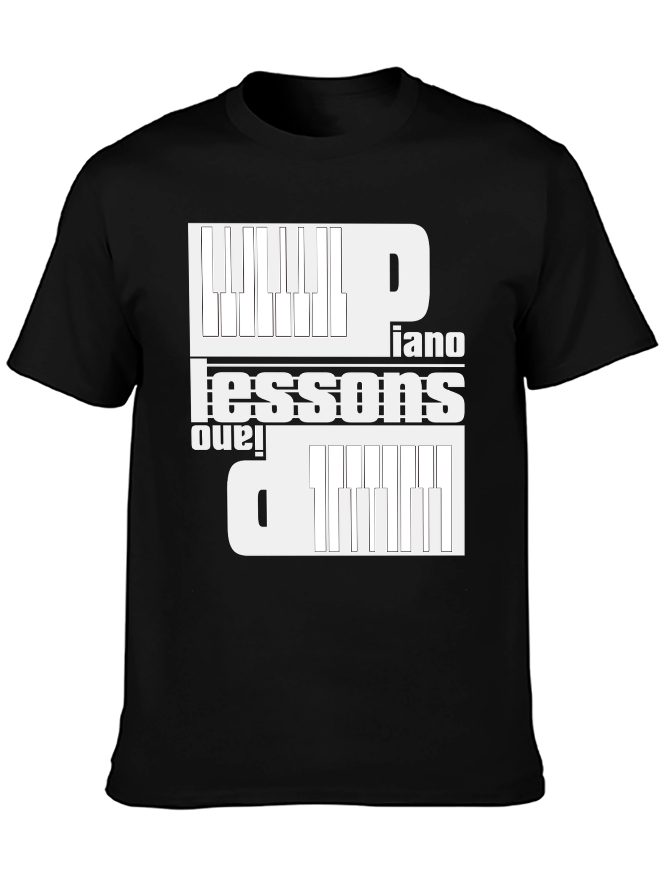 Piano Lessons Graphic T-Shirt - Black Cotton Tee
