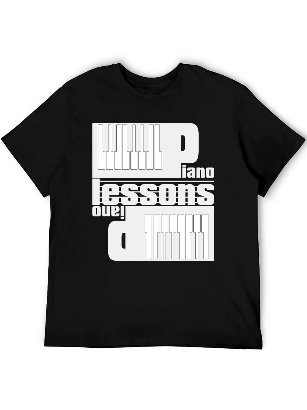 Piano Lessons Graphic T-Shirt - Black Cotton Tee