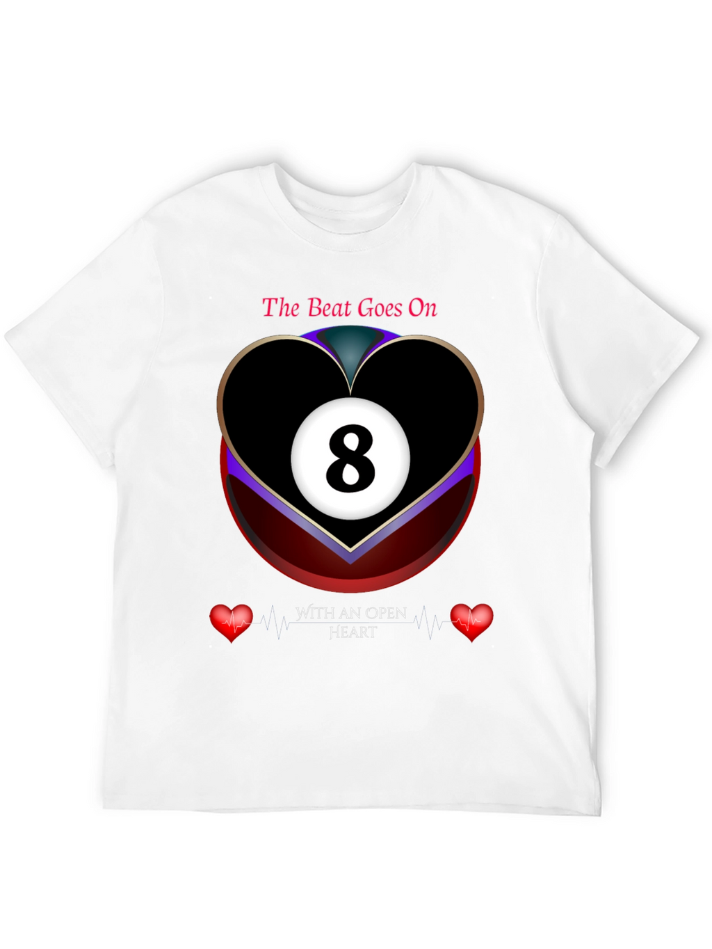 The Beat Goes On 8-Ball Heart Graphic T-Shirt