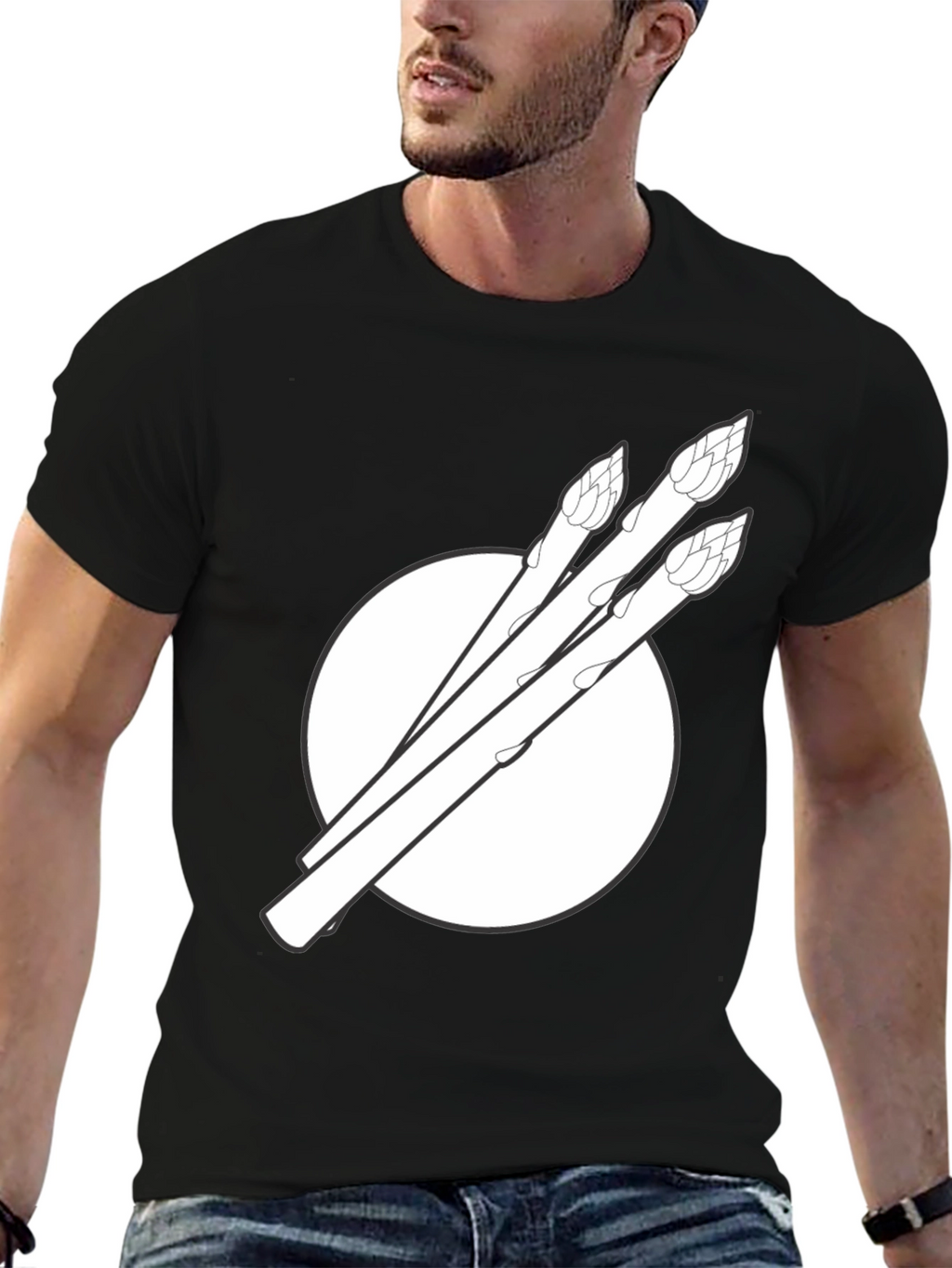 Asparagus Graphic Tee - Black Cotton T-Shirt