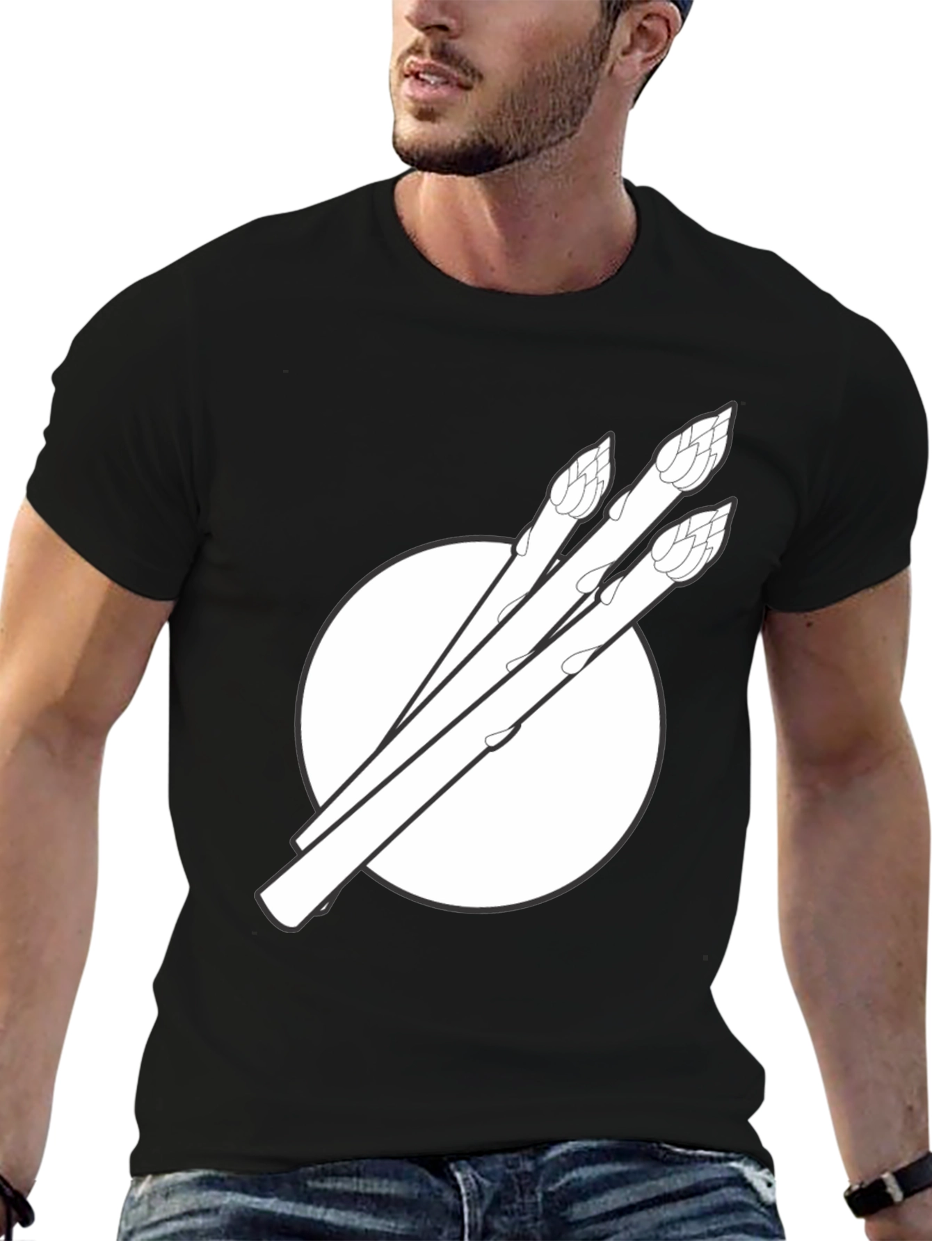 Asparagus Graphic Tee - Black Cotton T-Shirt