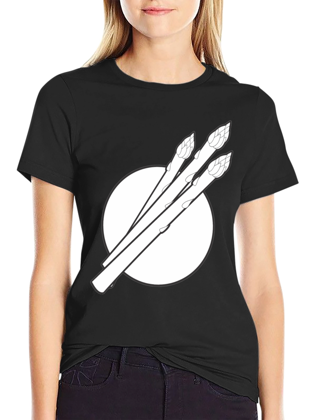 Asparagus Graphic Tee - Black Cotton T-Shirt