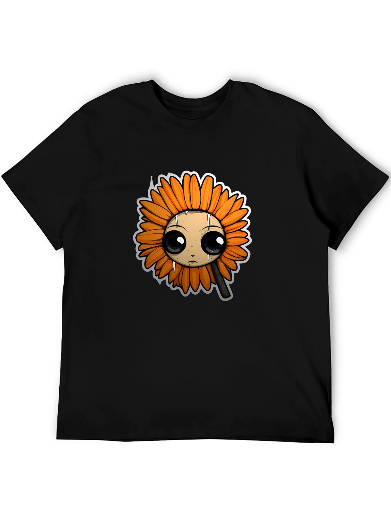 Emo Sunflower Graphic T-Shirt - Black Cotton Tee