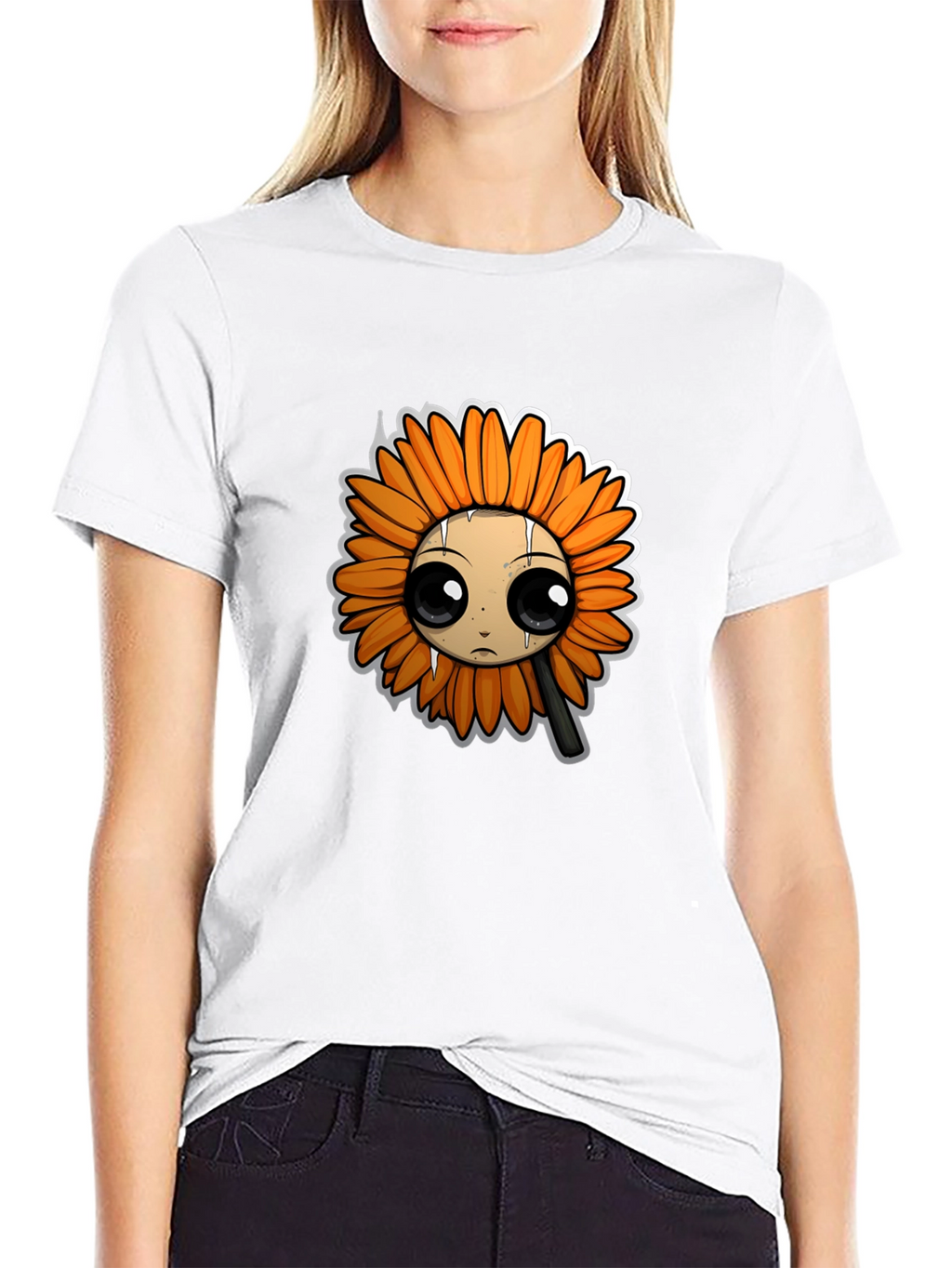 Emo Sunflower Graphic T-Shirt - Black Cotton Tee