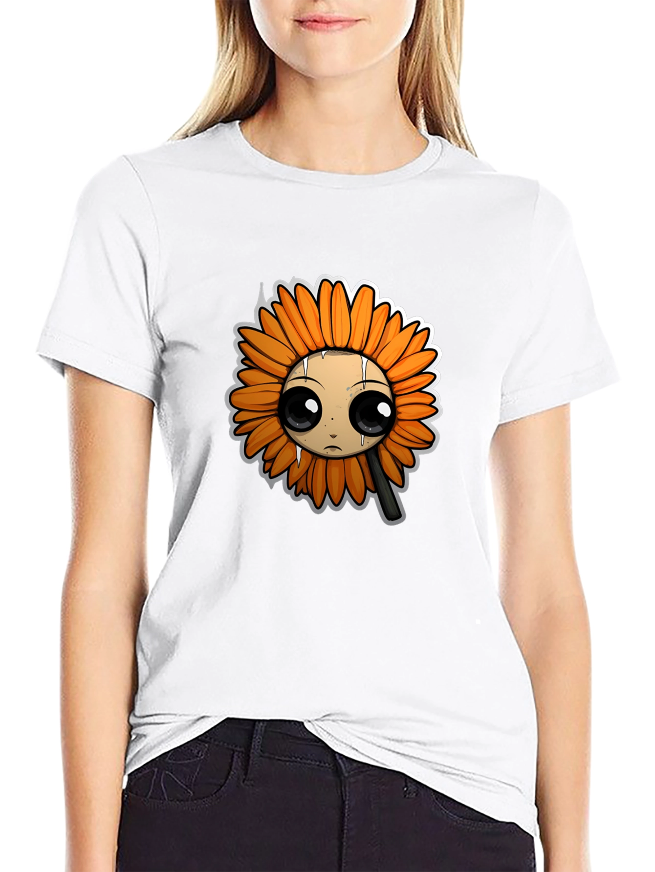 Emo Sunflower Graphic T-Shirt - Black Cotton Tee