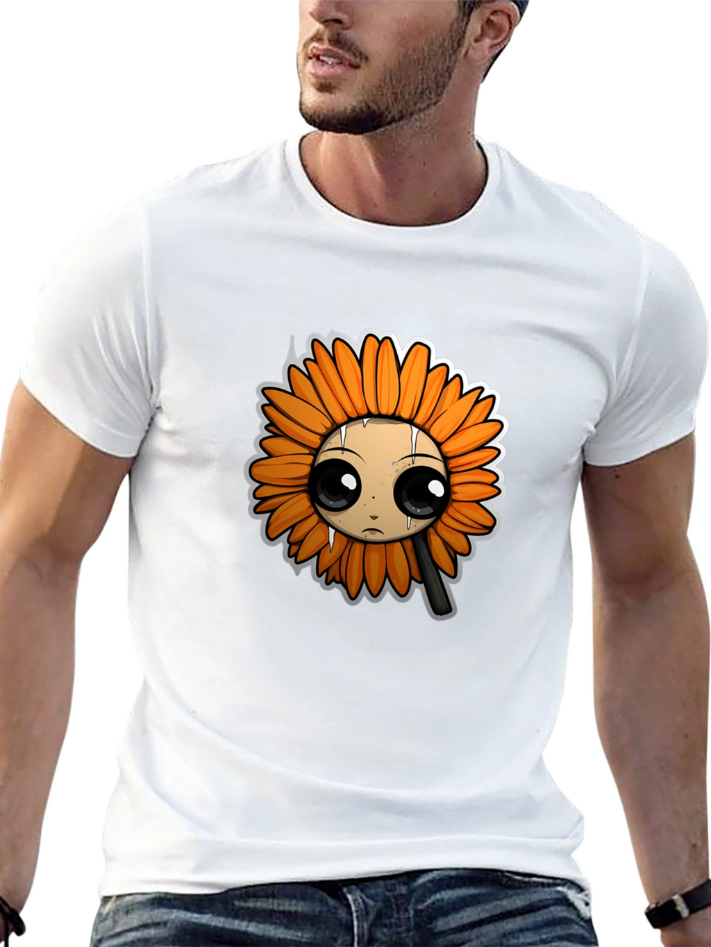 Emo Sunflower Graphic T-Shirt - Black Cotton Tee