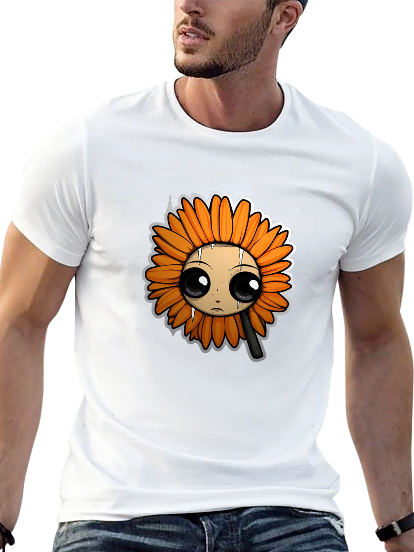 Emo Sunflower Graphic T-Shirt - Black Cotton Tee