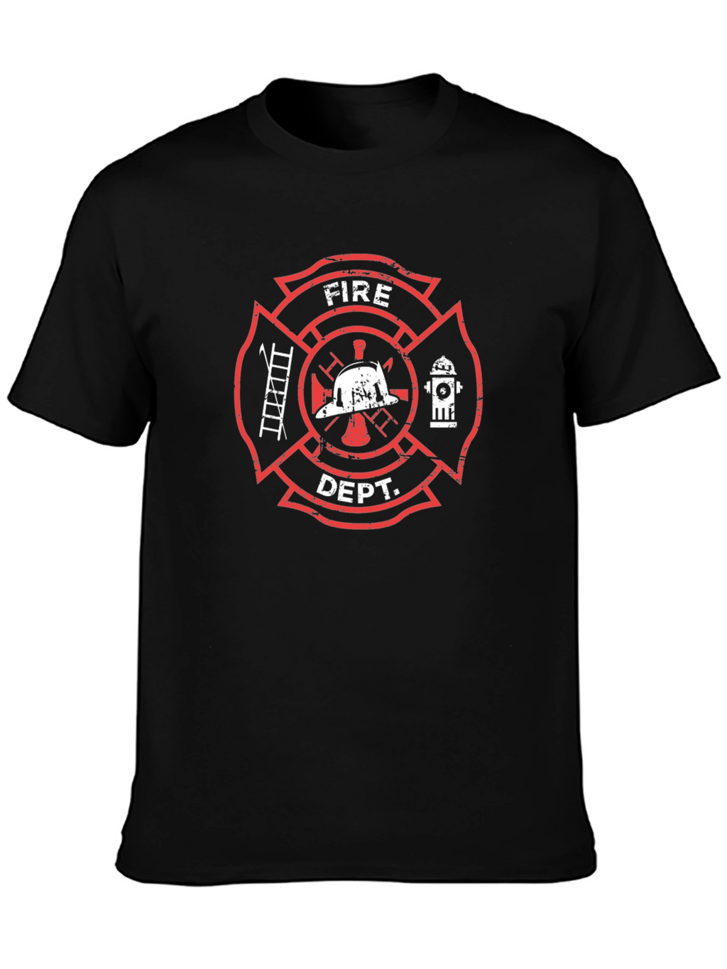 Fire Dept T-Shirt - Maltese Cross Firefighter Tee
