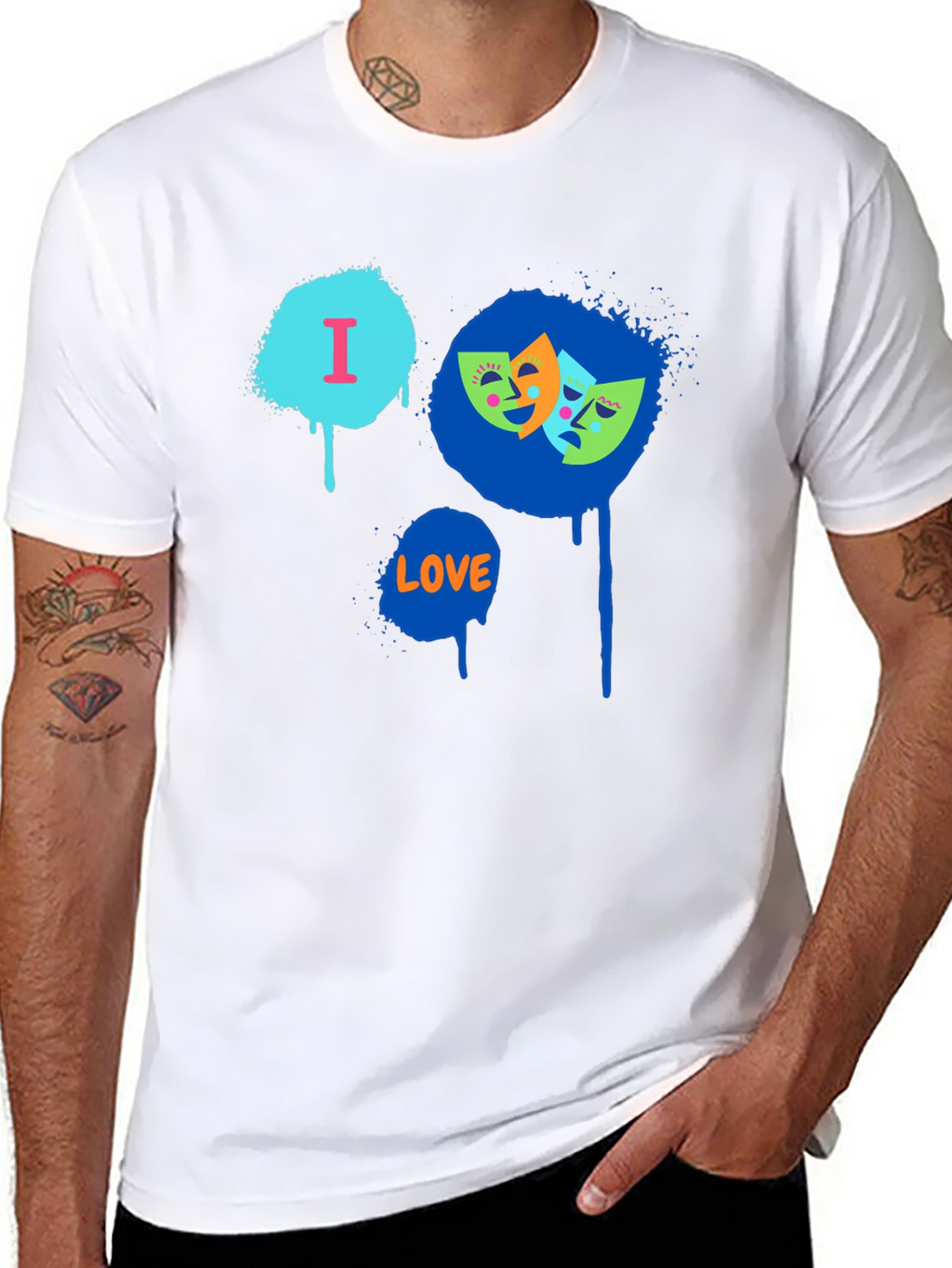 I Love Drama Masks Graphic Black T-Shirt