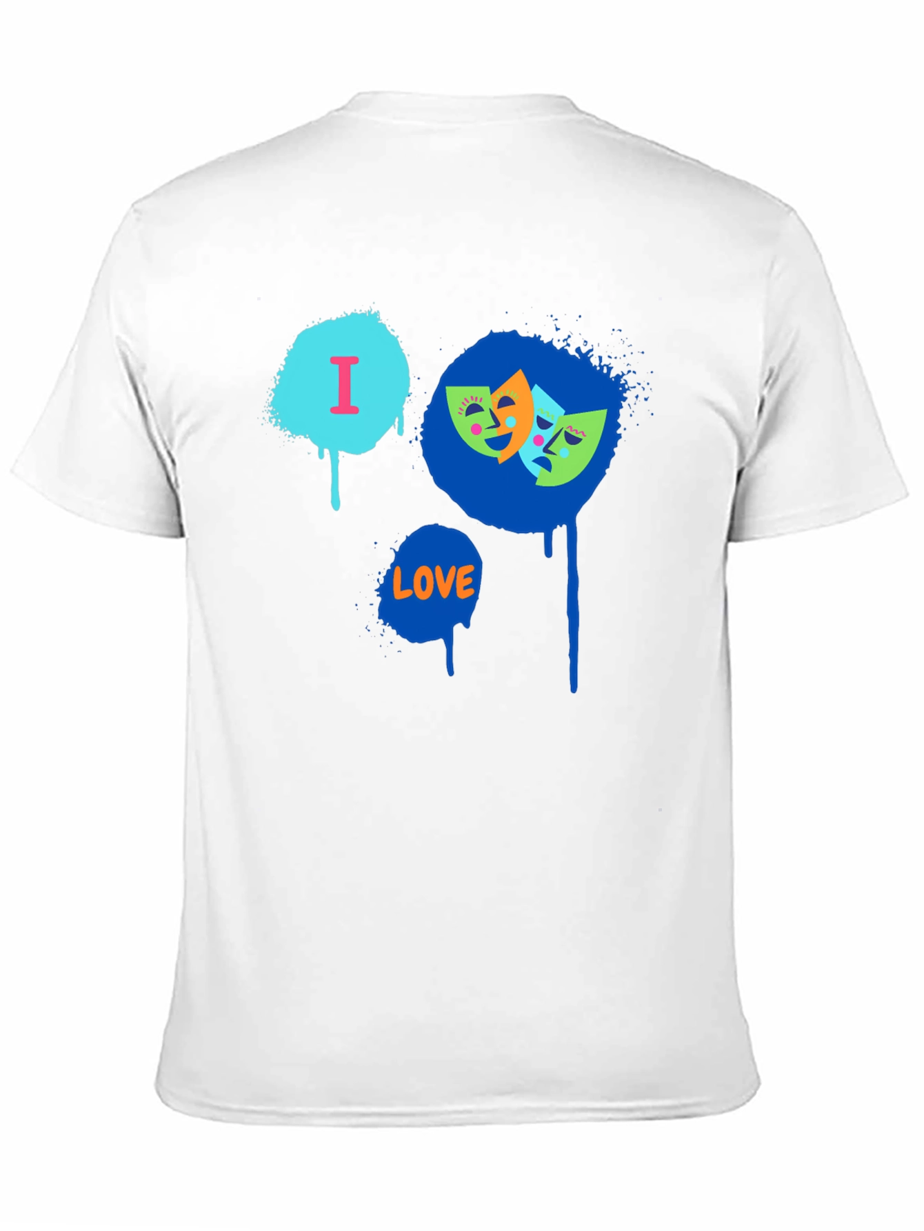 I Love Drama Masks Graphic Black T-Shirt