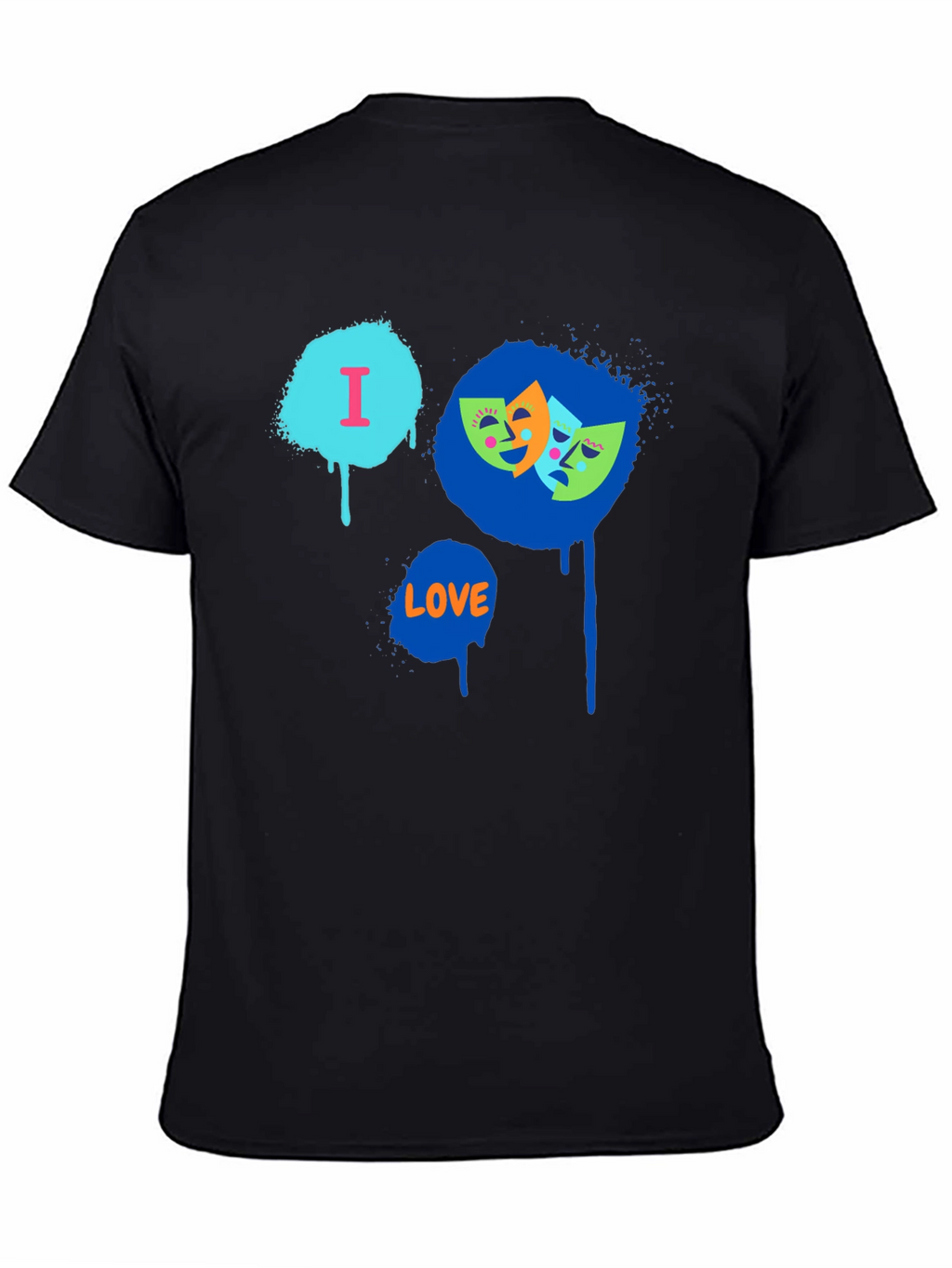 I Love Drama Masks Graphic Black T-Shirt