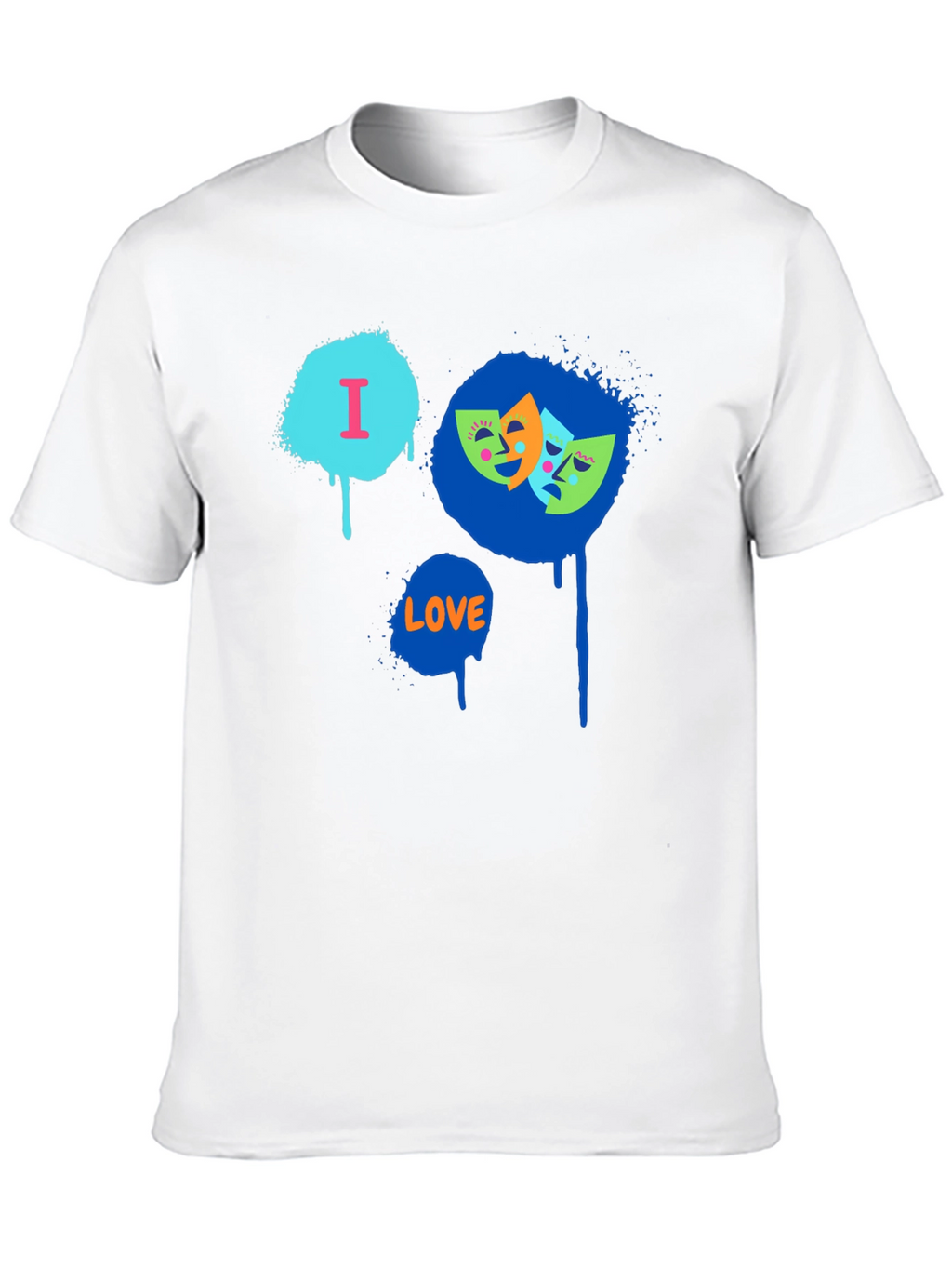 I Love Drama Masks Graphic Black T-Shirt
