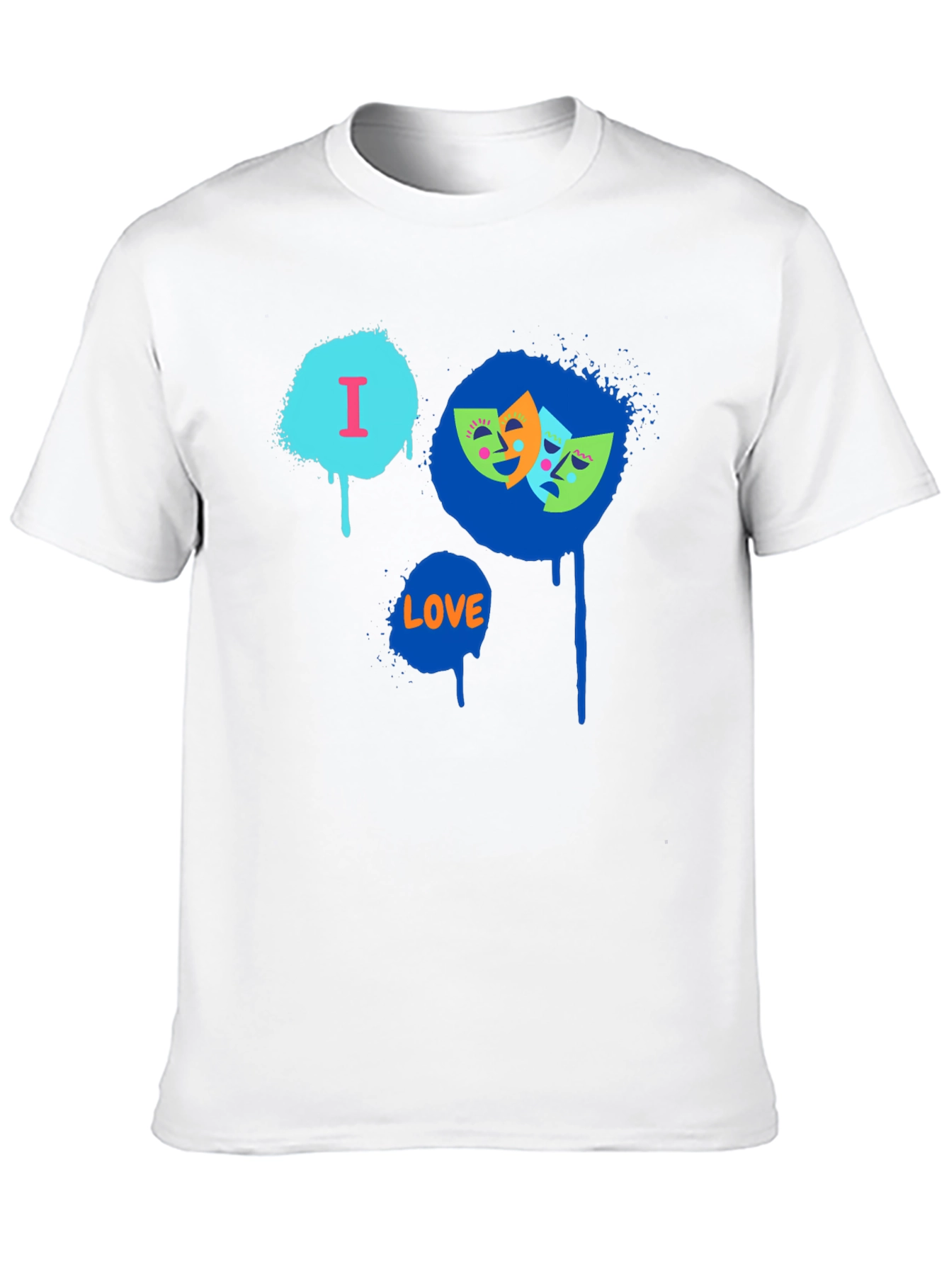 I Love Drama Masks Graphic Black T-Shirt