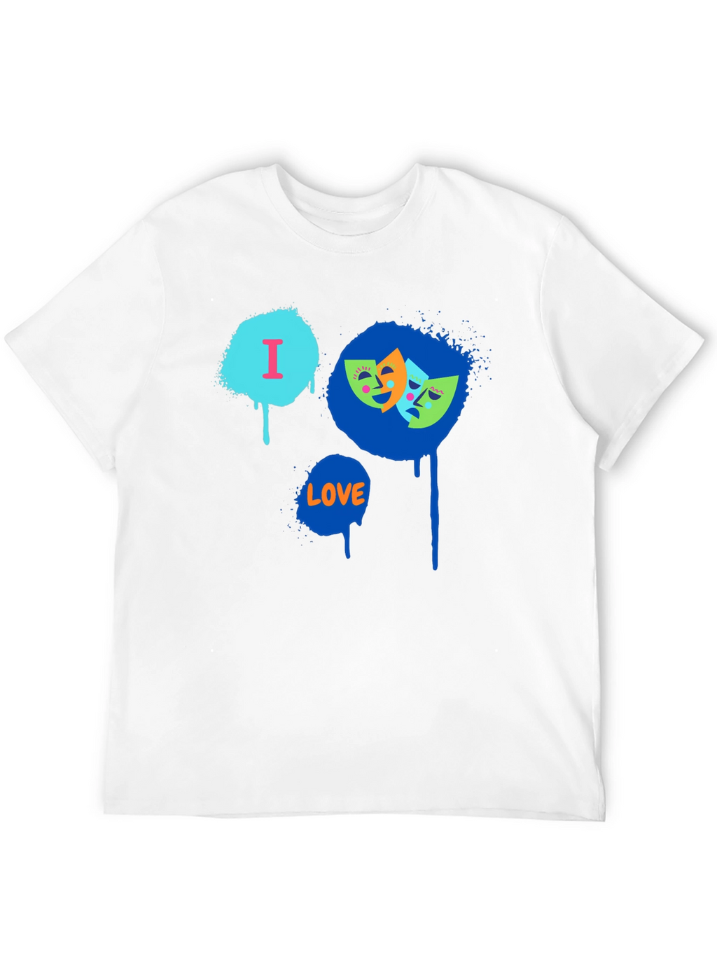 I Love Drama Masks Graphic Black T-Shirt