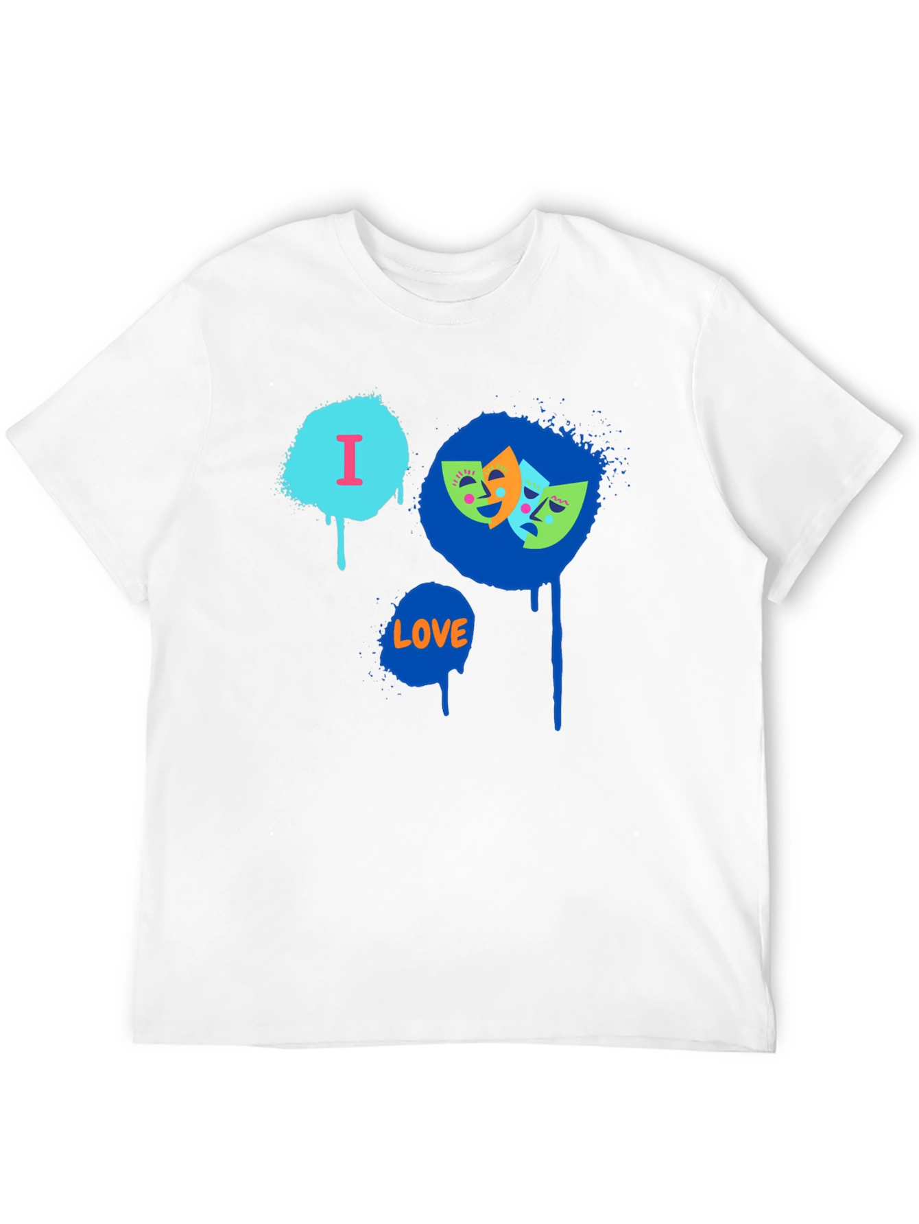 I Love Drama Masks Graphic Black T-Shirt