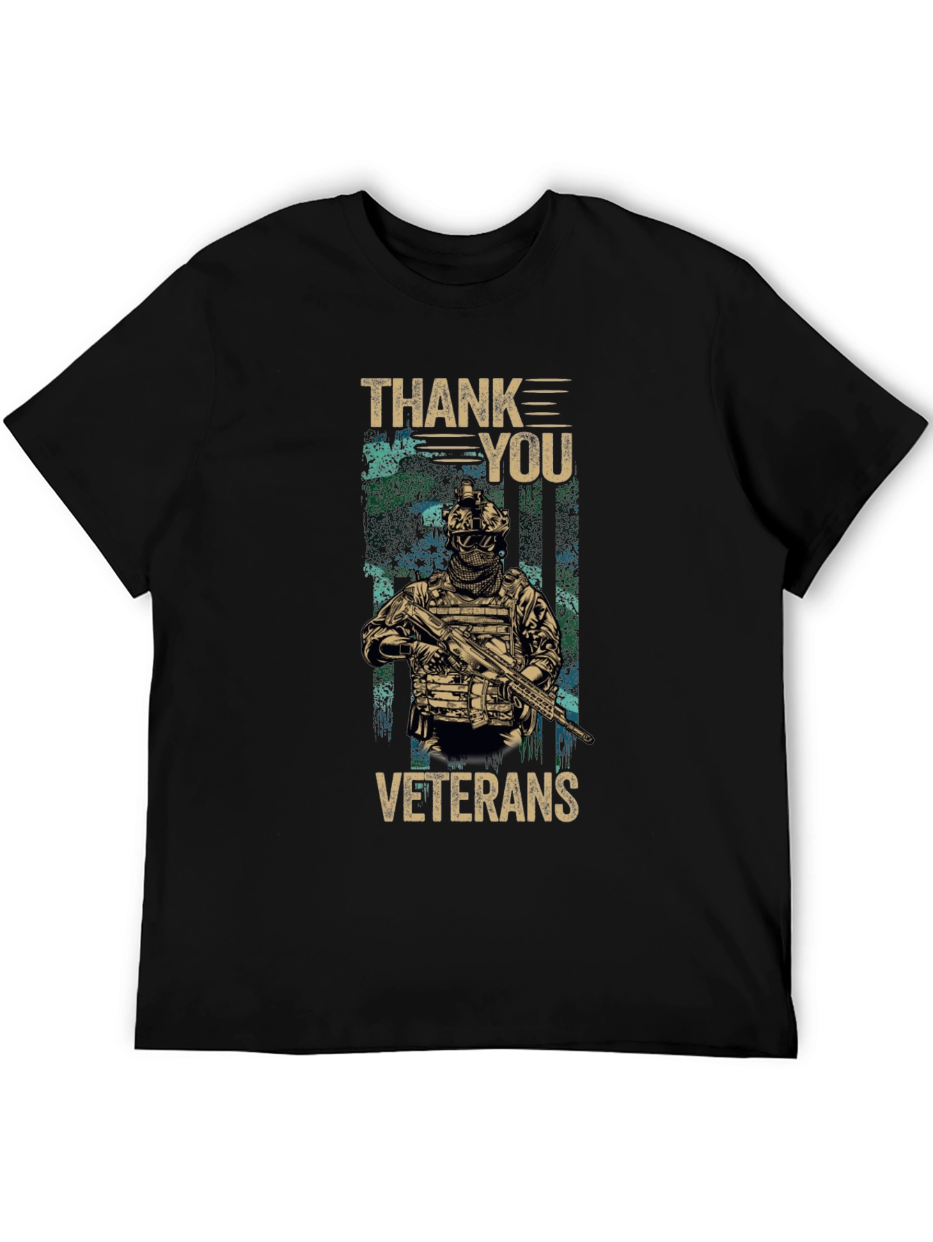 Thank You Veterans Graphic T-Shirt - Black